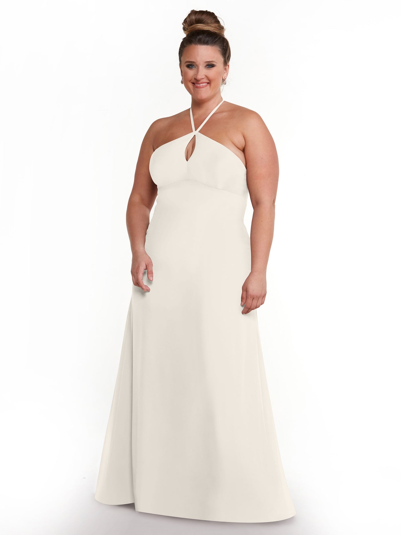 80137 - A-Line Chiffon Bridesmaid Dress with Keyhole Halter Neckline