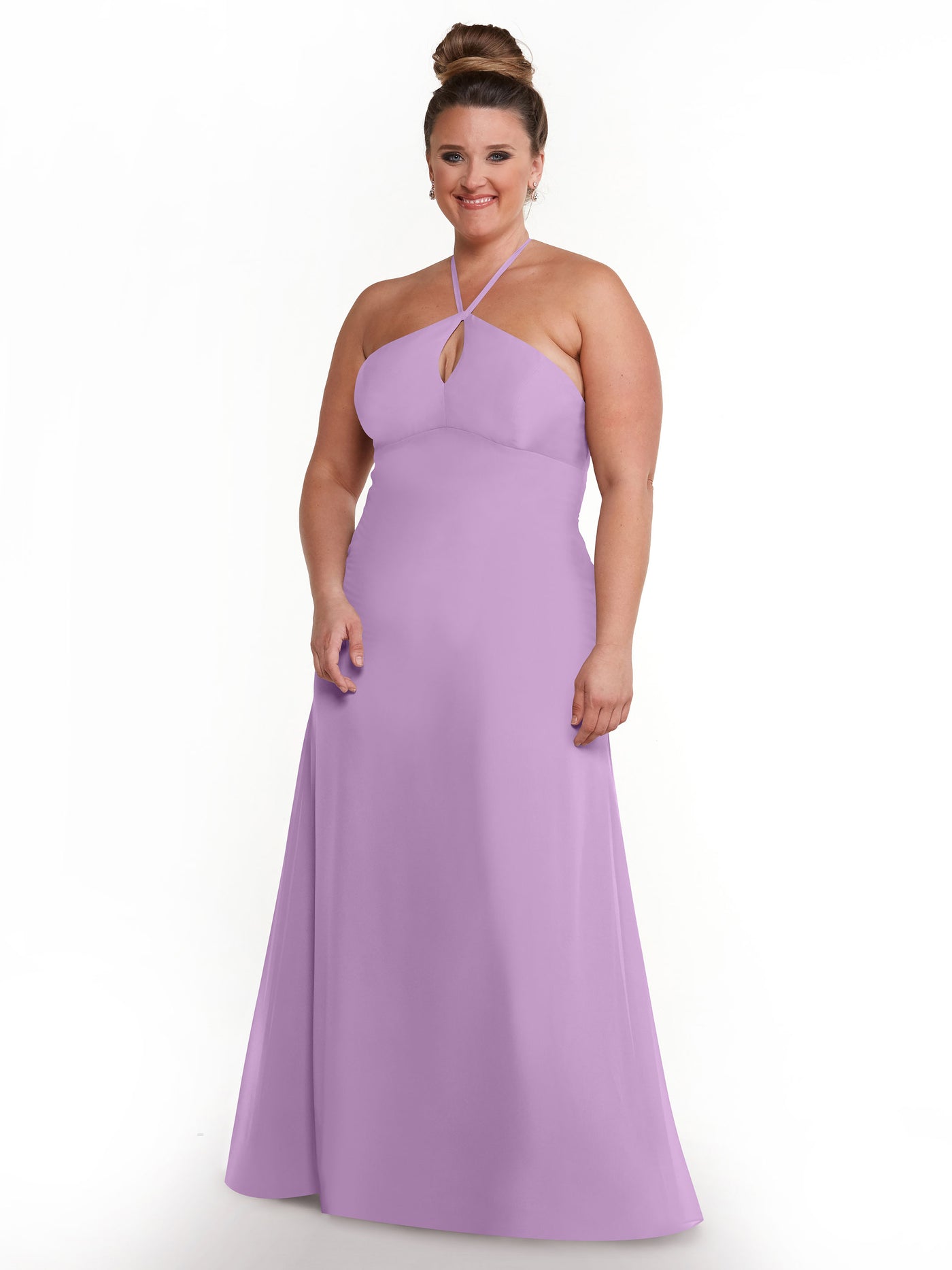 80137 - A-Line Chiffon Bridesmaid Dress with Keyhole Halter Neckline
