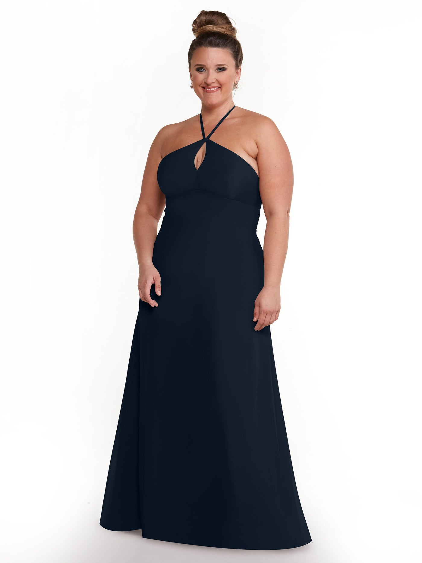 80137 - A-Line Chiffon Bridesmaid Dress with Keyhole Halter Neckline