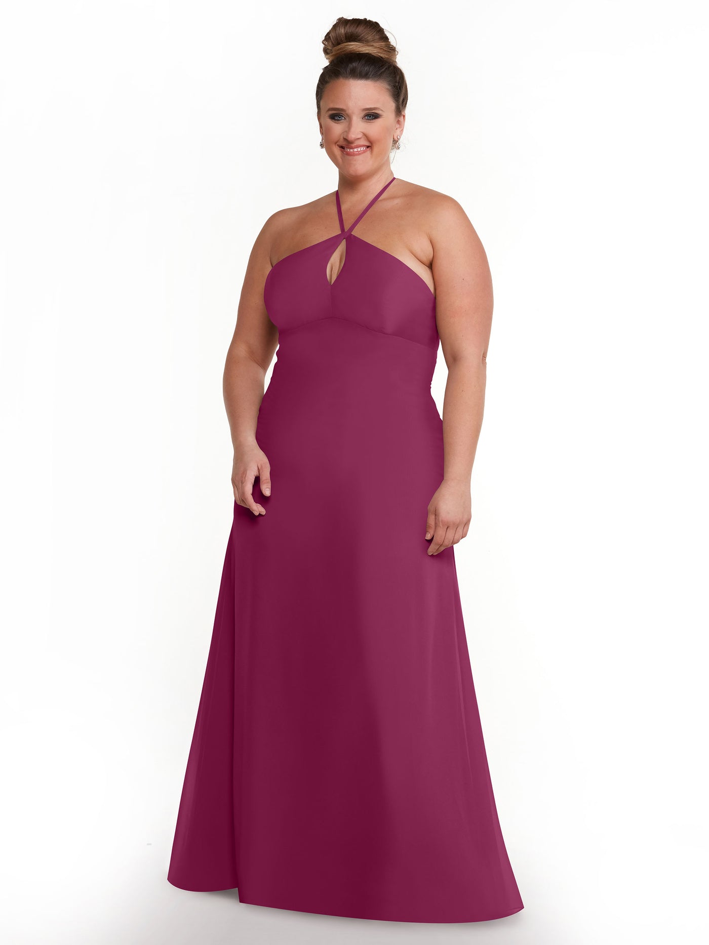 80137 - A-Line Chiffon Bridesmaid Dress with Keyhole Halter Neckline