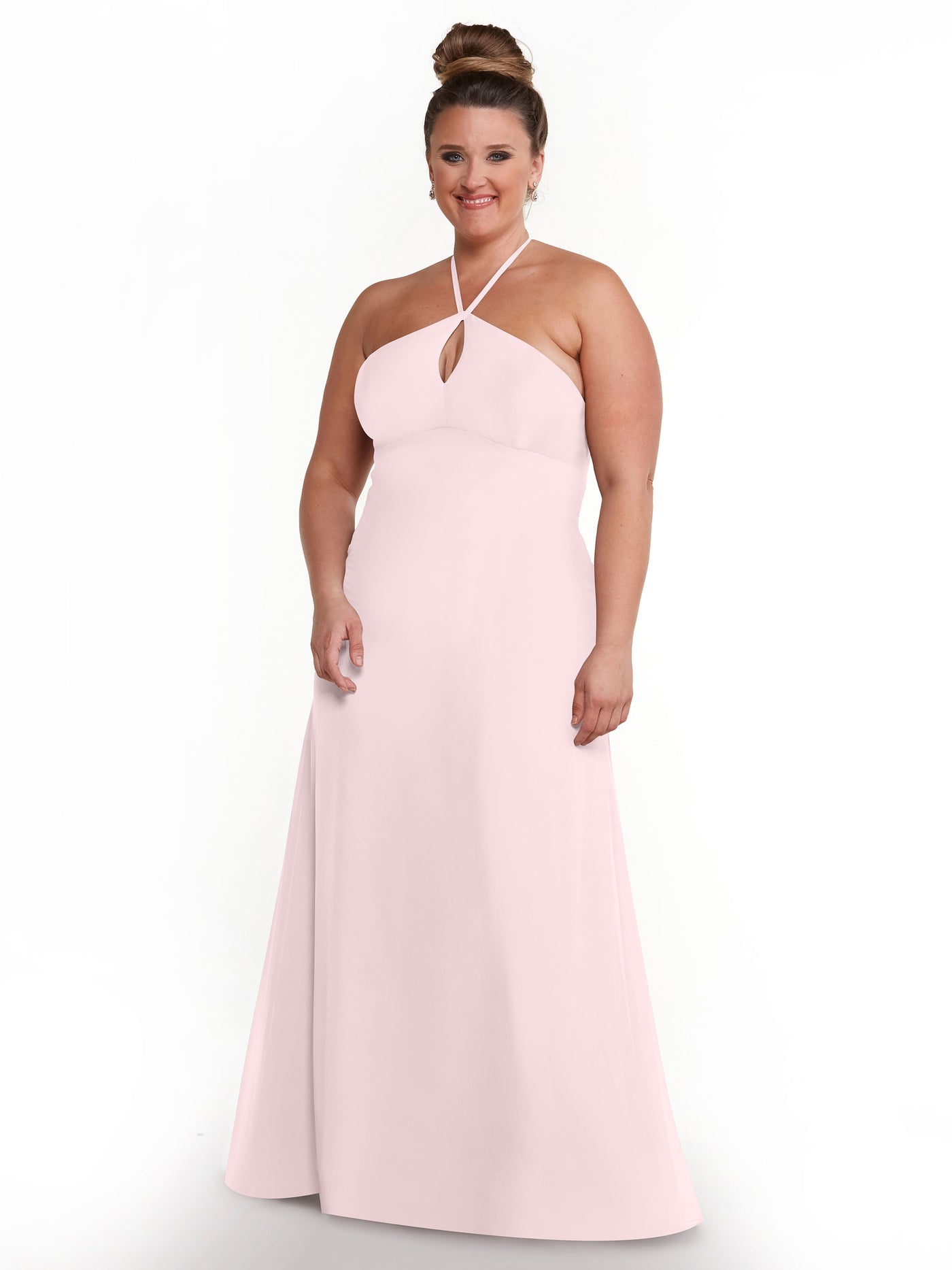 80137 - A-Line Chiffon Bridesmaid Dress with Keyhole Halter Neckline