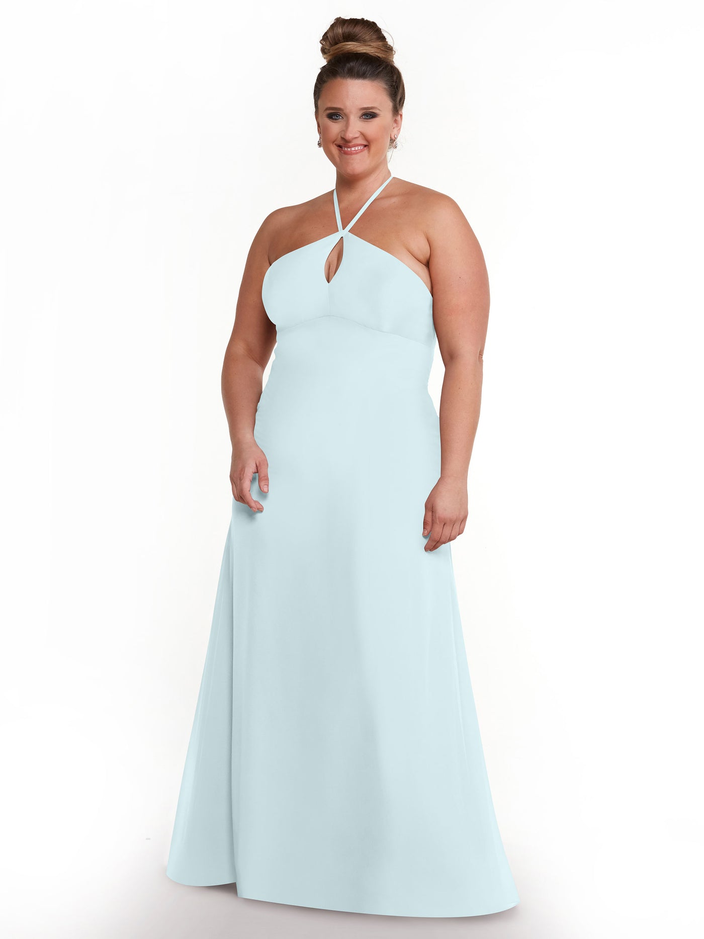 80137 - A-Line Chiffon Bridesmaid Dress with Keyhole Halter Neckline