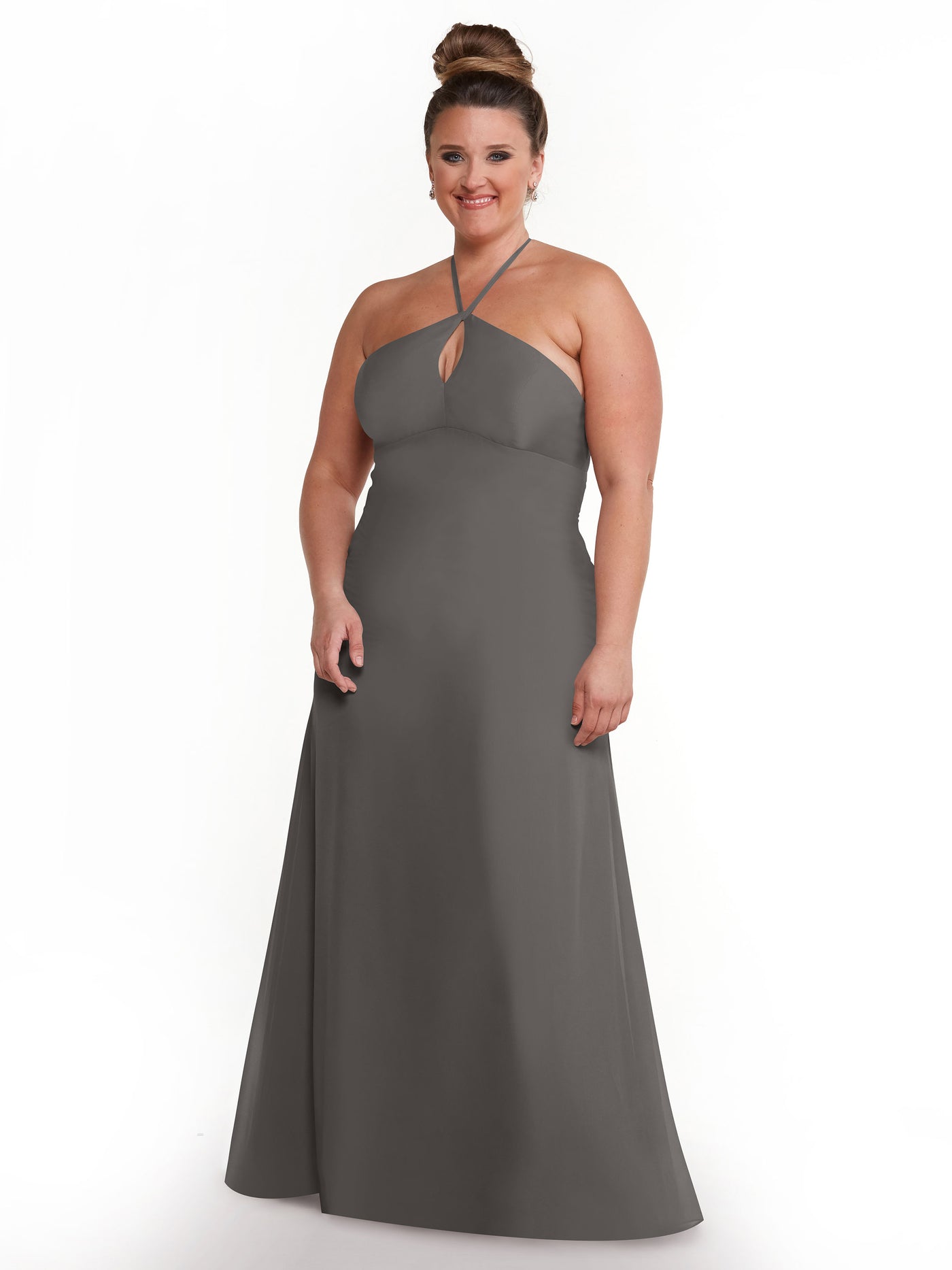 80137 - A-Line Chiffon Bridesmaid Dress with Keyhole Halter Neckline