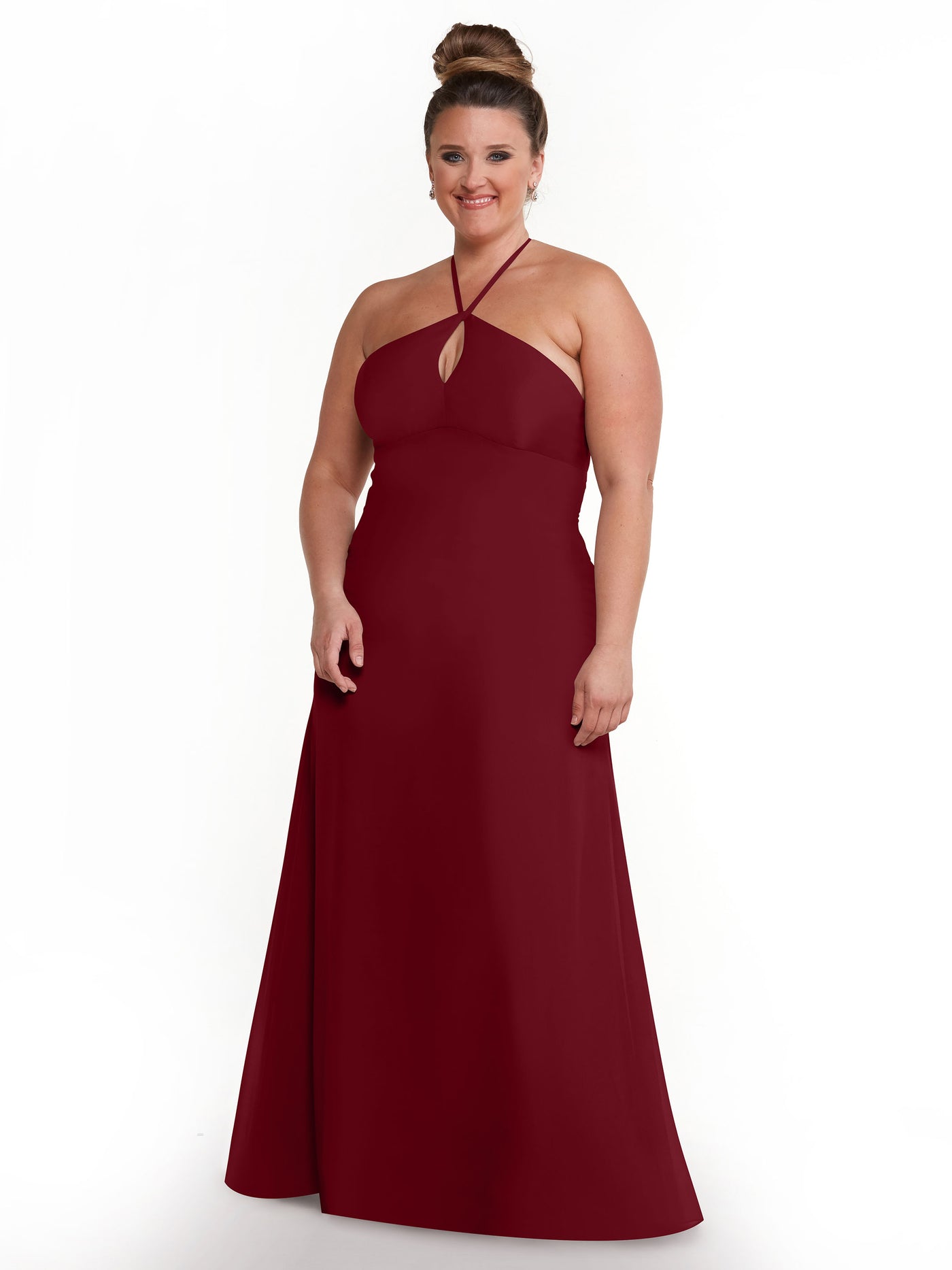 80137 - A-Line Chiffon Bridesmaid Dress with Keyhole Halter Neckline