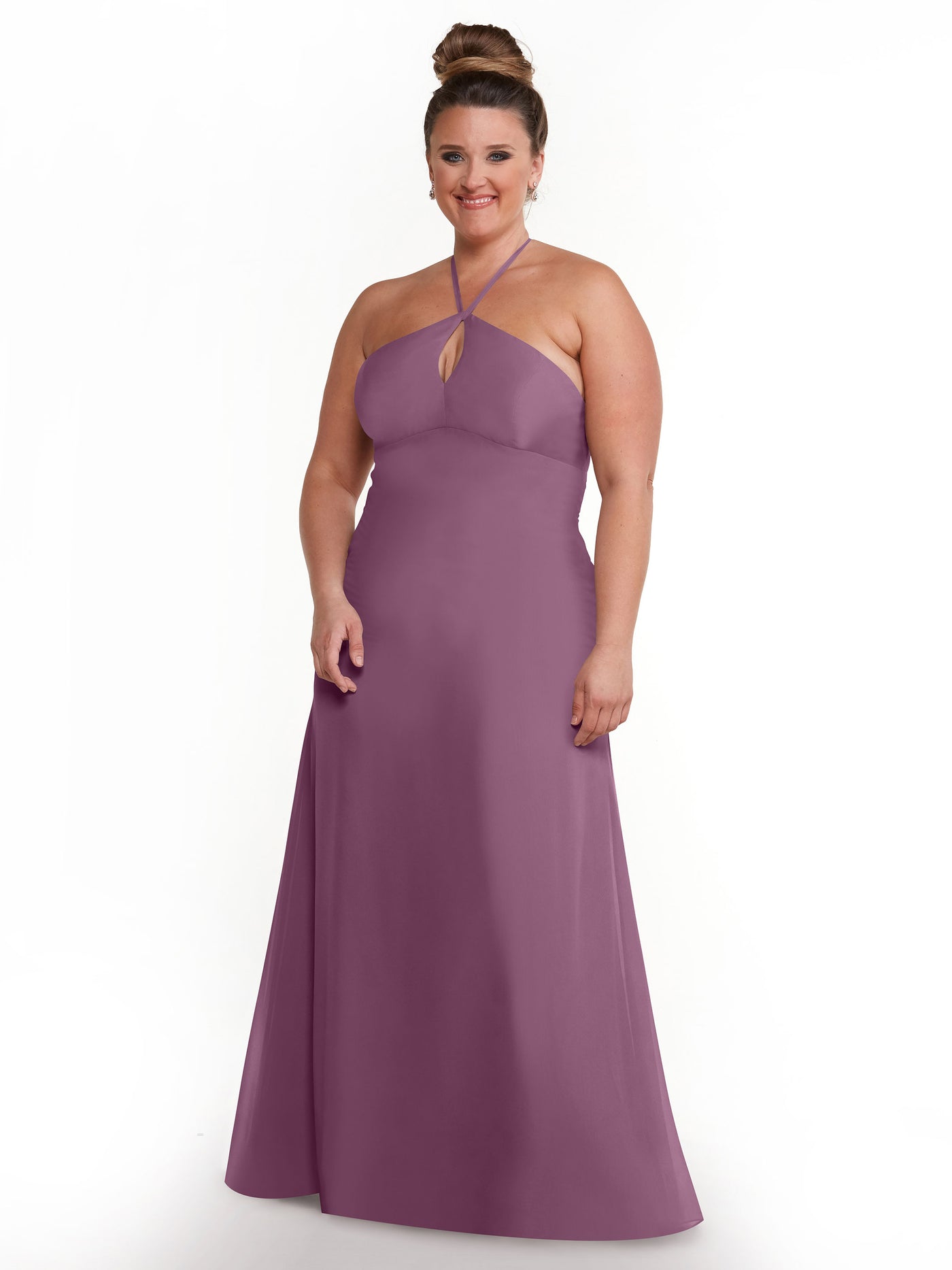 80137 - A-Line Chiffon Bridesmaid Dress with Keyhole Halter Neckline