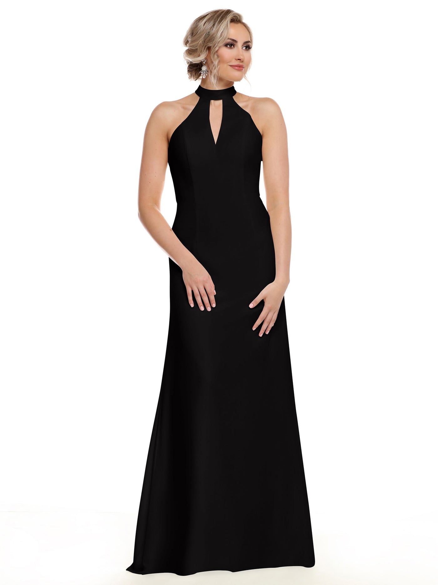 80138 - Chiffon A-Line Bridesmaid Dress with Keyhole Halter Neckline
