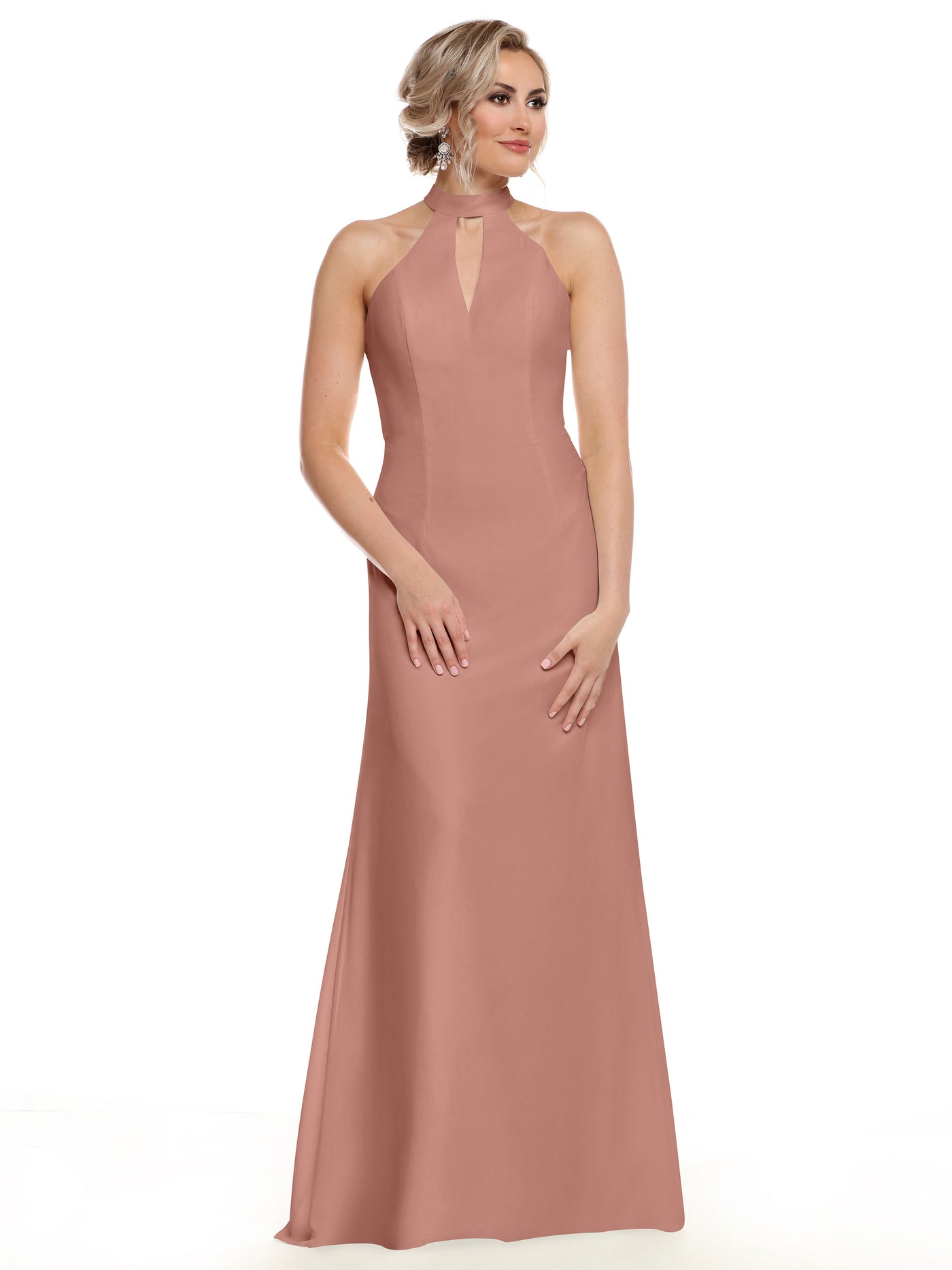 80138 - Chiffon A-Line Bridesmaid Dress with Keyhole Halter Neckline
