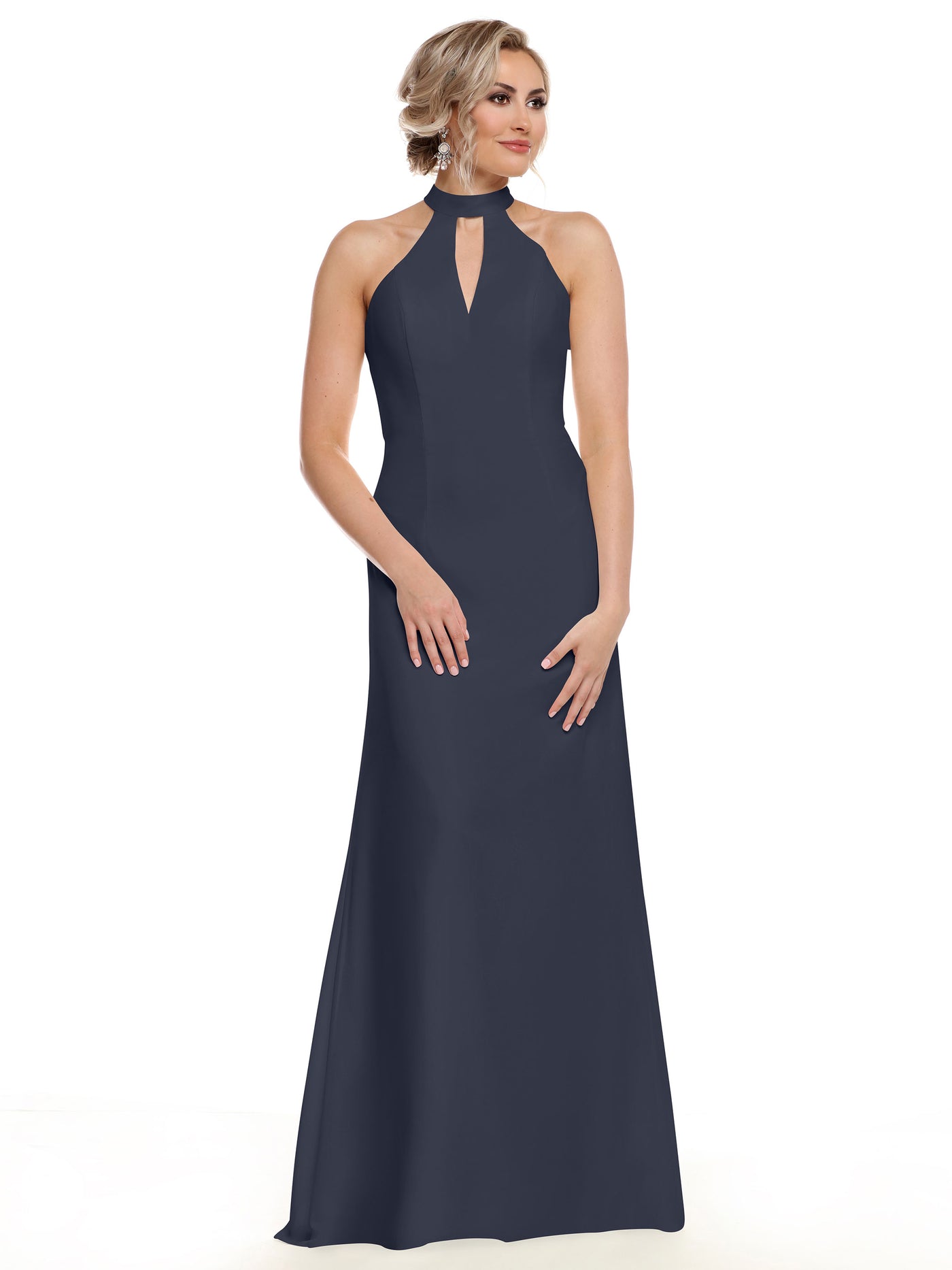 80138 - Chiffon A-Line Bridesmaid Dress with Keyhole Halter Neckline