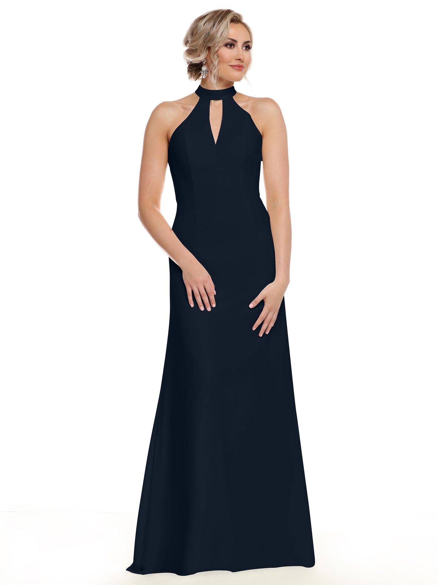 80138 - Chiffon A-Line Bridesmaid Dress with Keyhole Halter Neckline