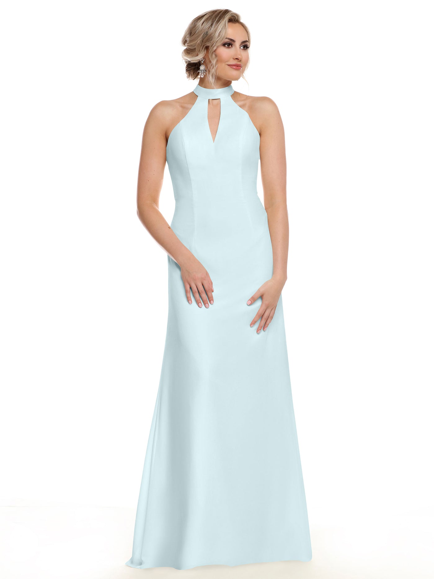 80138 - Chiffon A-Line Bridesmaid Dress with Keyhole Halter Neckline