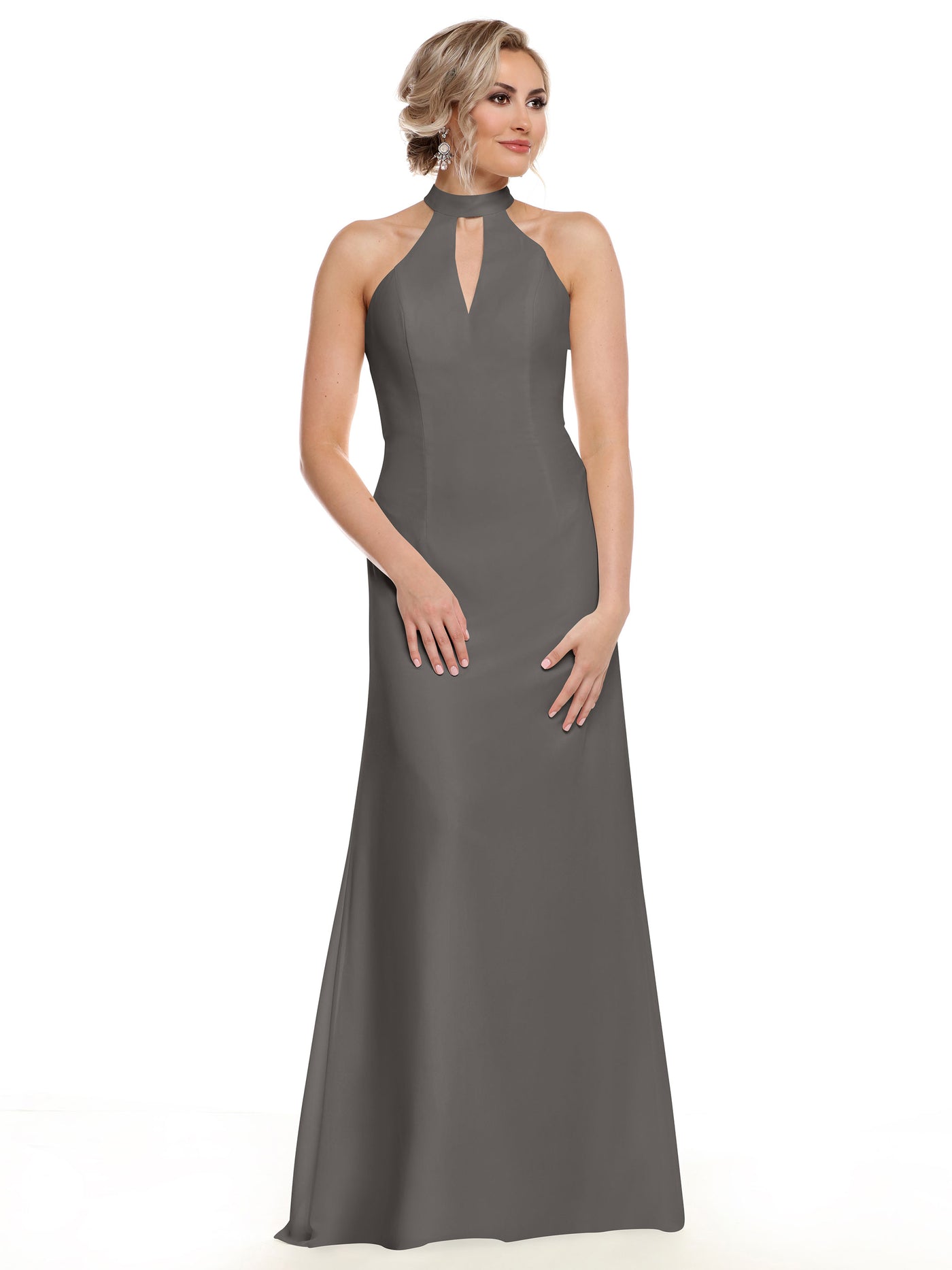 80138 - Chiffon A-Line Bridesmaid Dress with Keyhole Halter Neckline