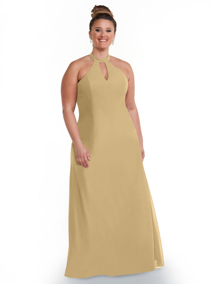 A woman with brown hair in a bun is wearing Avery Austin&