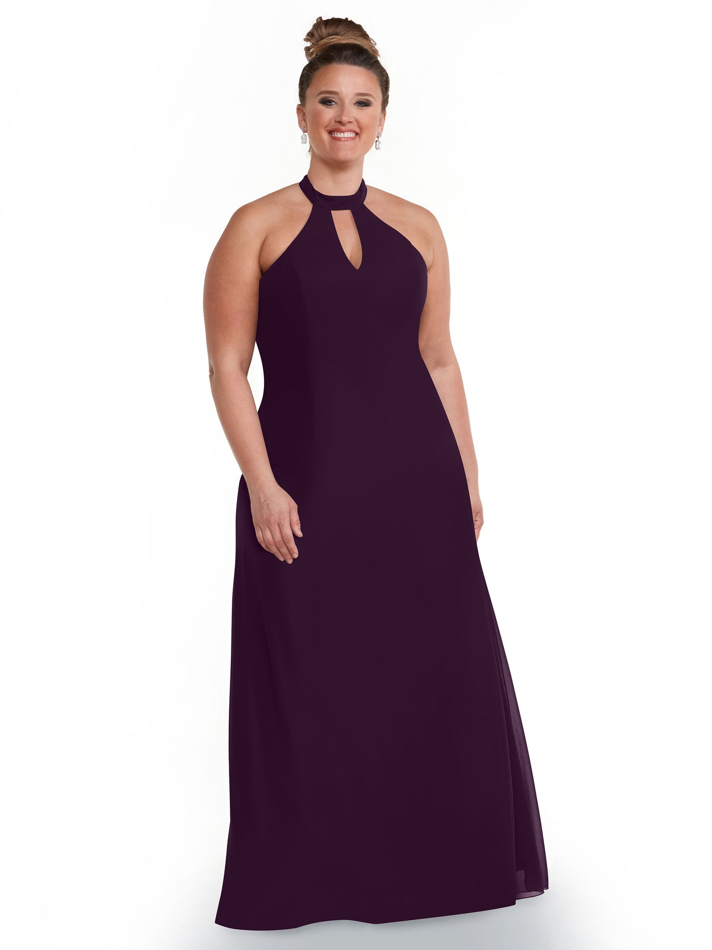 80138 - Chiffon A-Line Bridesmaid Dress with Keyhole Halter Neckline