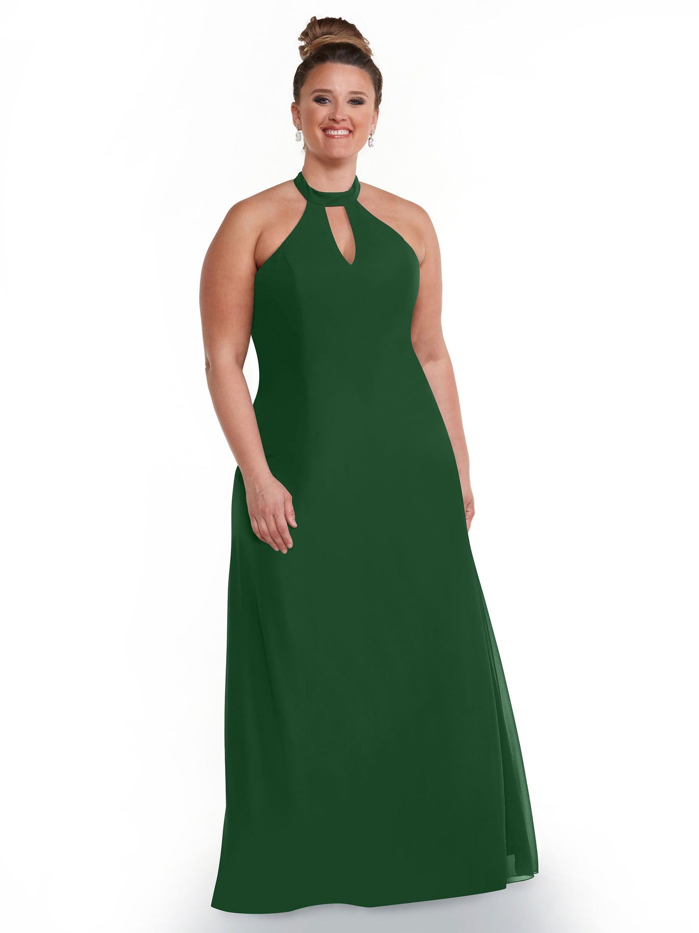 80138 - Chiffon A-Line Bridesmaid Dress with Keyhole Halter Neckline