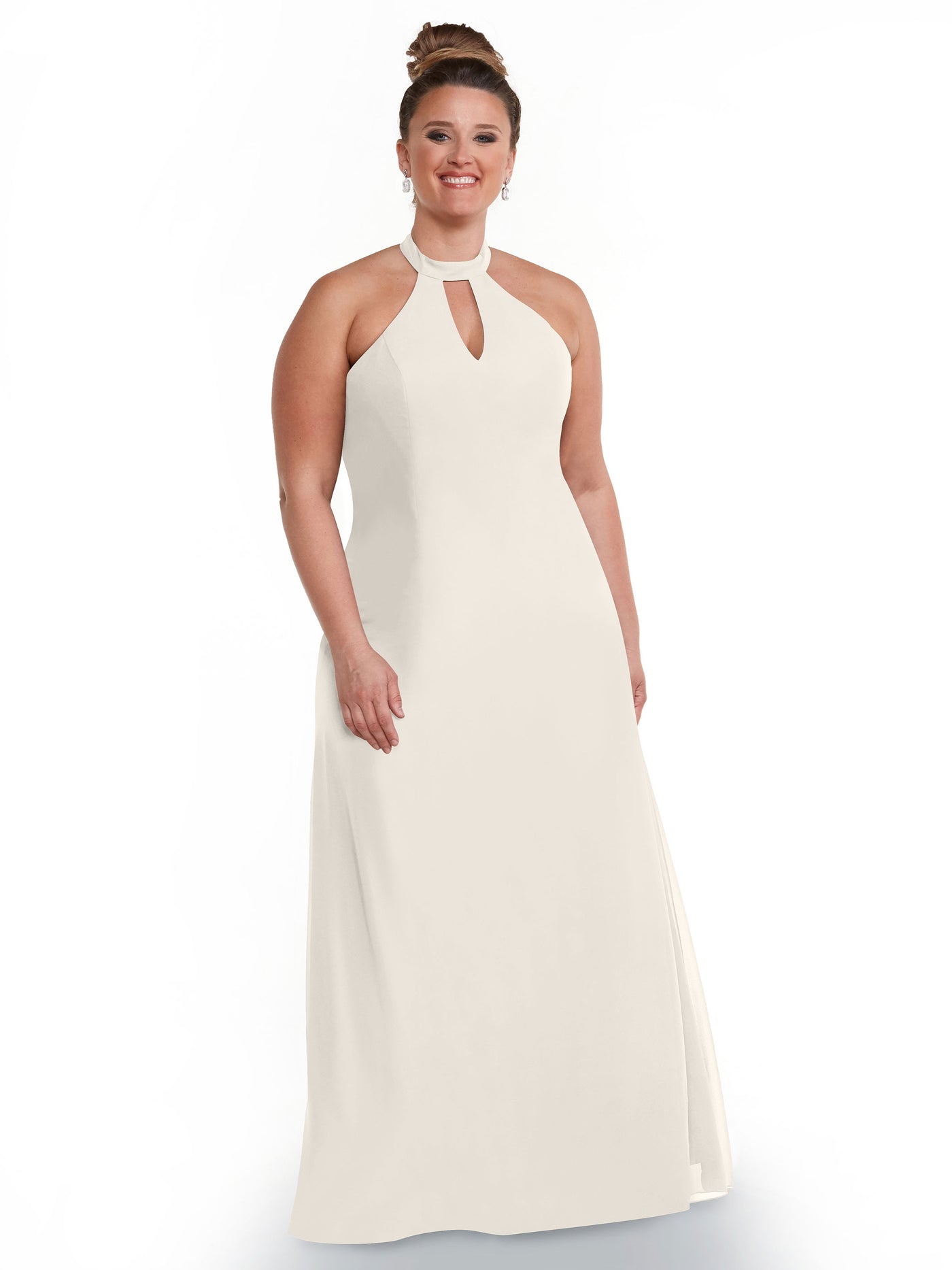 80138 - Chiffon A-Line Bridesmaid Dress with Keyhole Halter Neckline