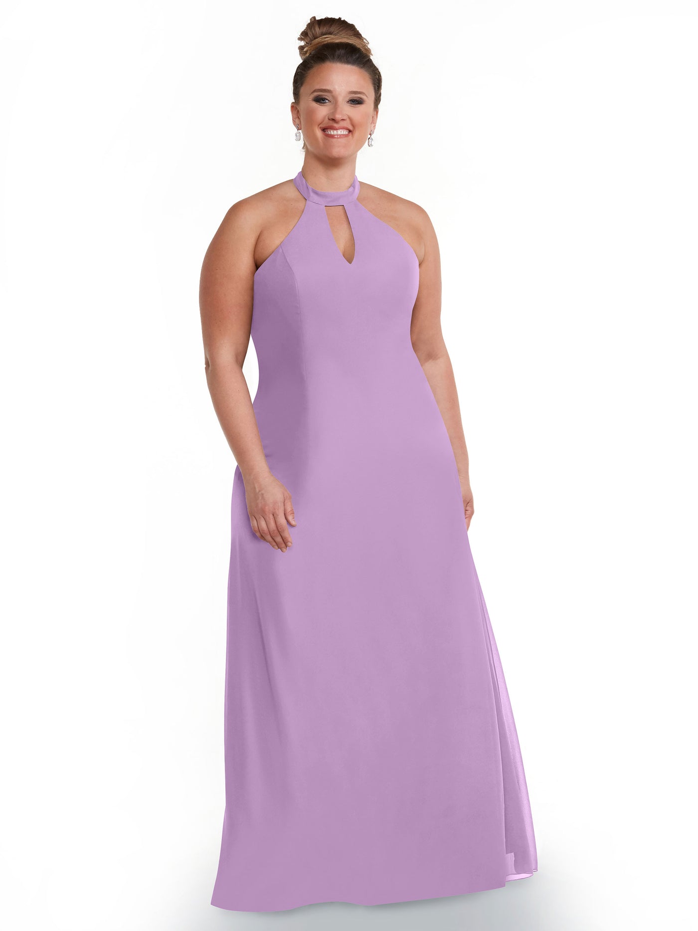 80138 - Chiffon A-Line Bridesmaid Dress with Keyhole Halter Neckline