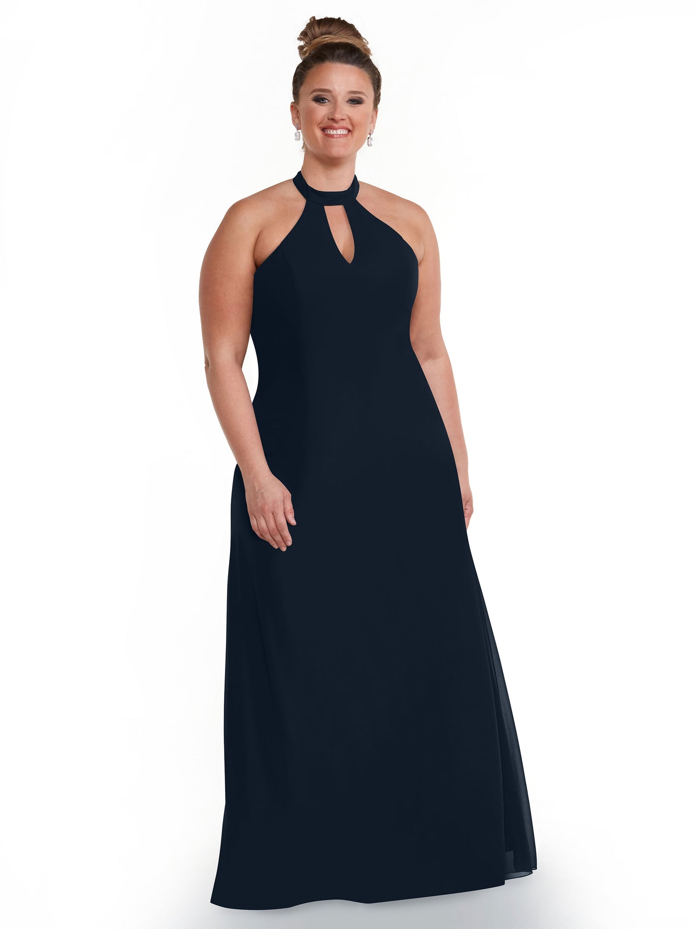80138 - Chiffon A-Line Bridesmaid Dress with Keyhole Halter Neckline