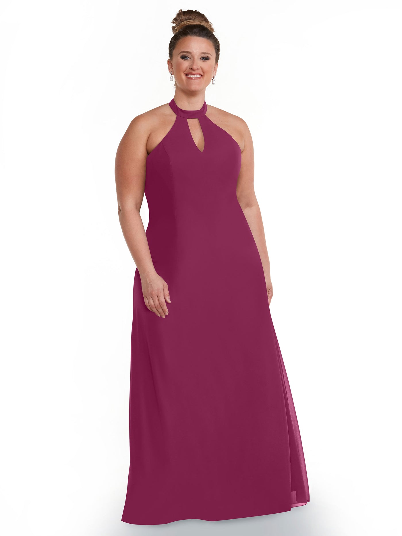 80138 - Chiffon A-Line Bridesmaid Dress with Keyhole Halter Neckline