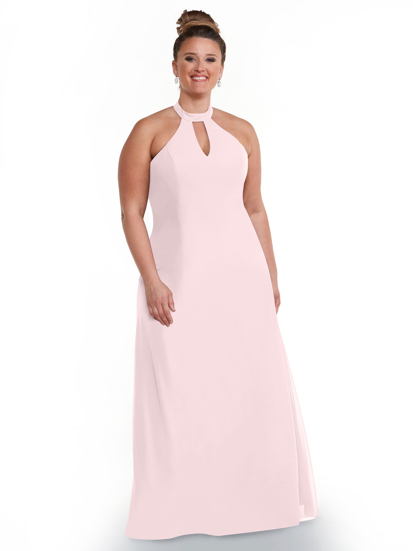 80138 - Chiffon A-Line Bridesmaid Dress with Keyhole Halter Neckline