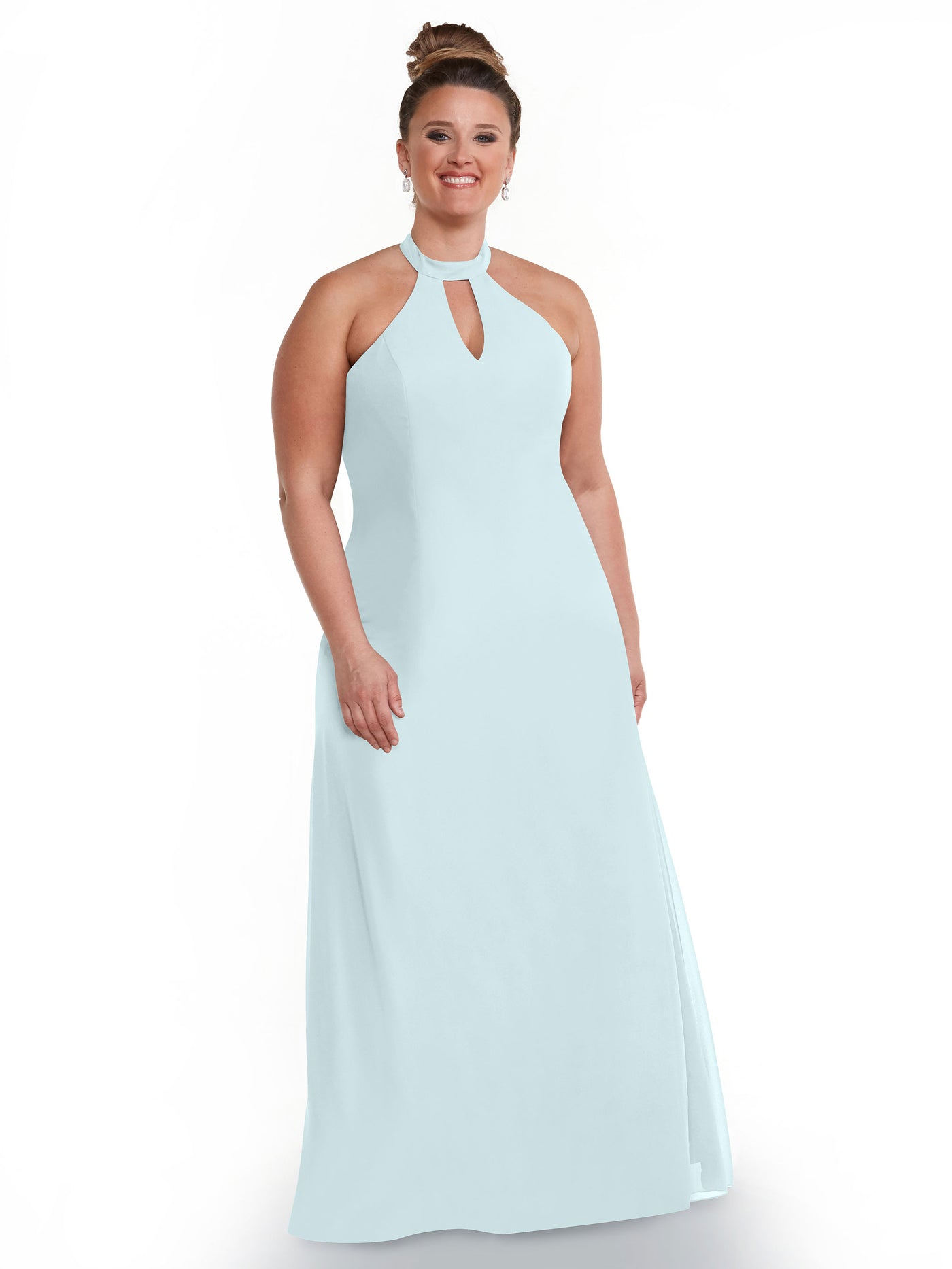 80138 - Chiffon A-Line Bridesmaid Dress with Keyhole Halter Neckline
