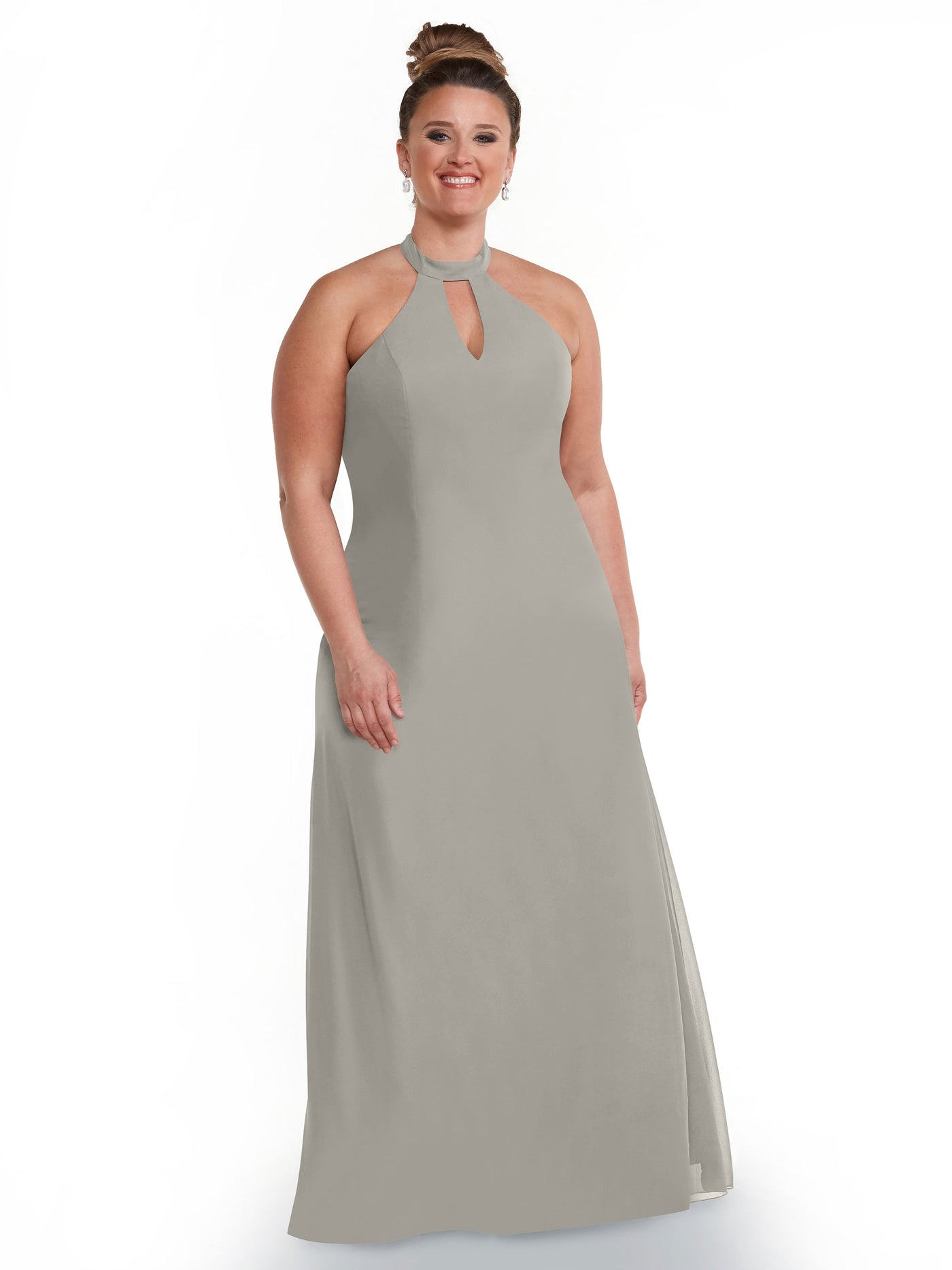 80138 - Chiffon A-Line Bridesmaid Dress with Keyhole Halter Neckline