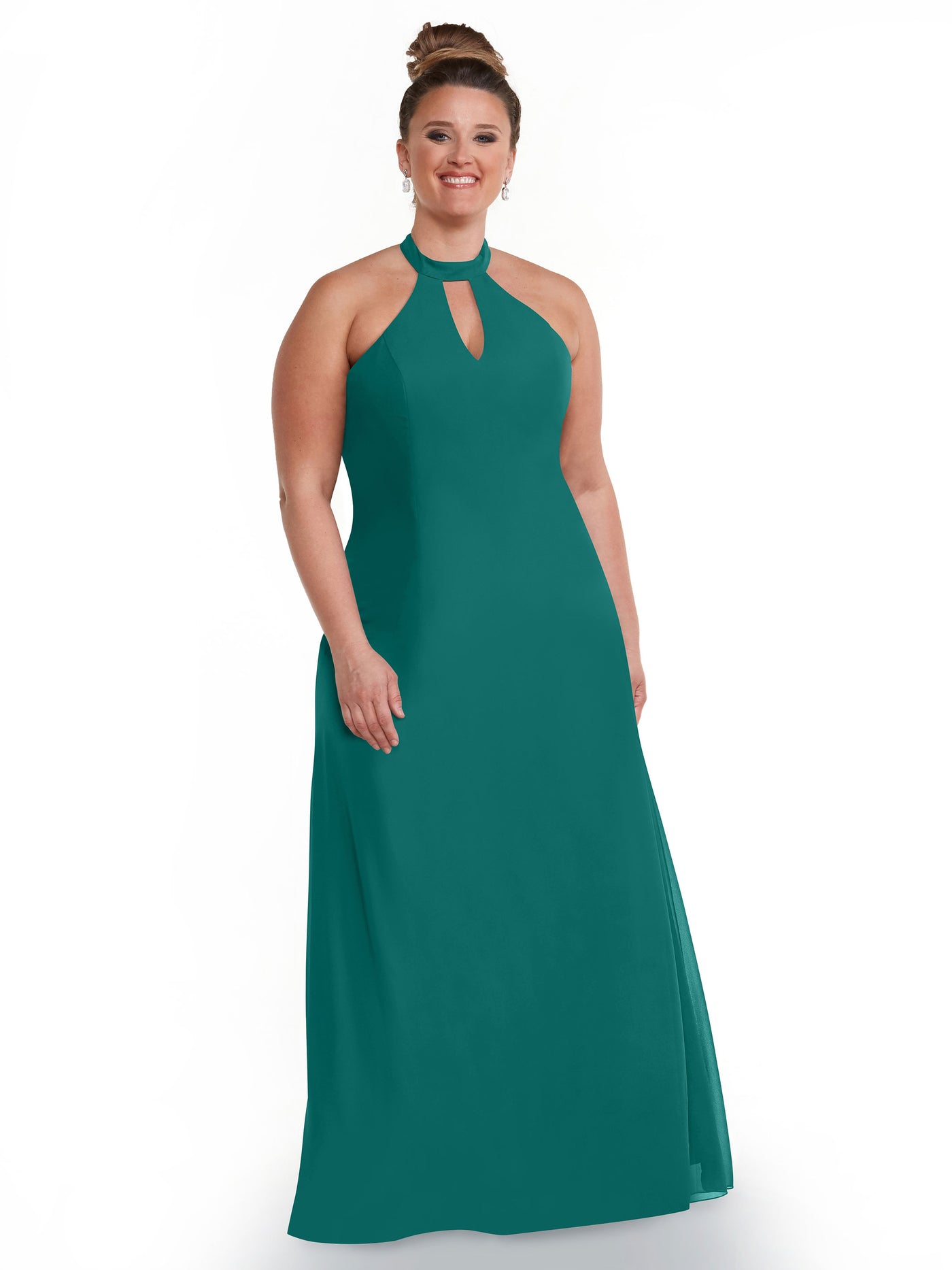 80138 - Chiffon A-Line Bridesmaid Dress with Keyhole Halter Neckline