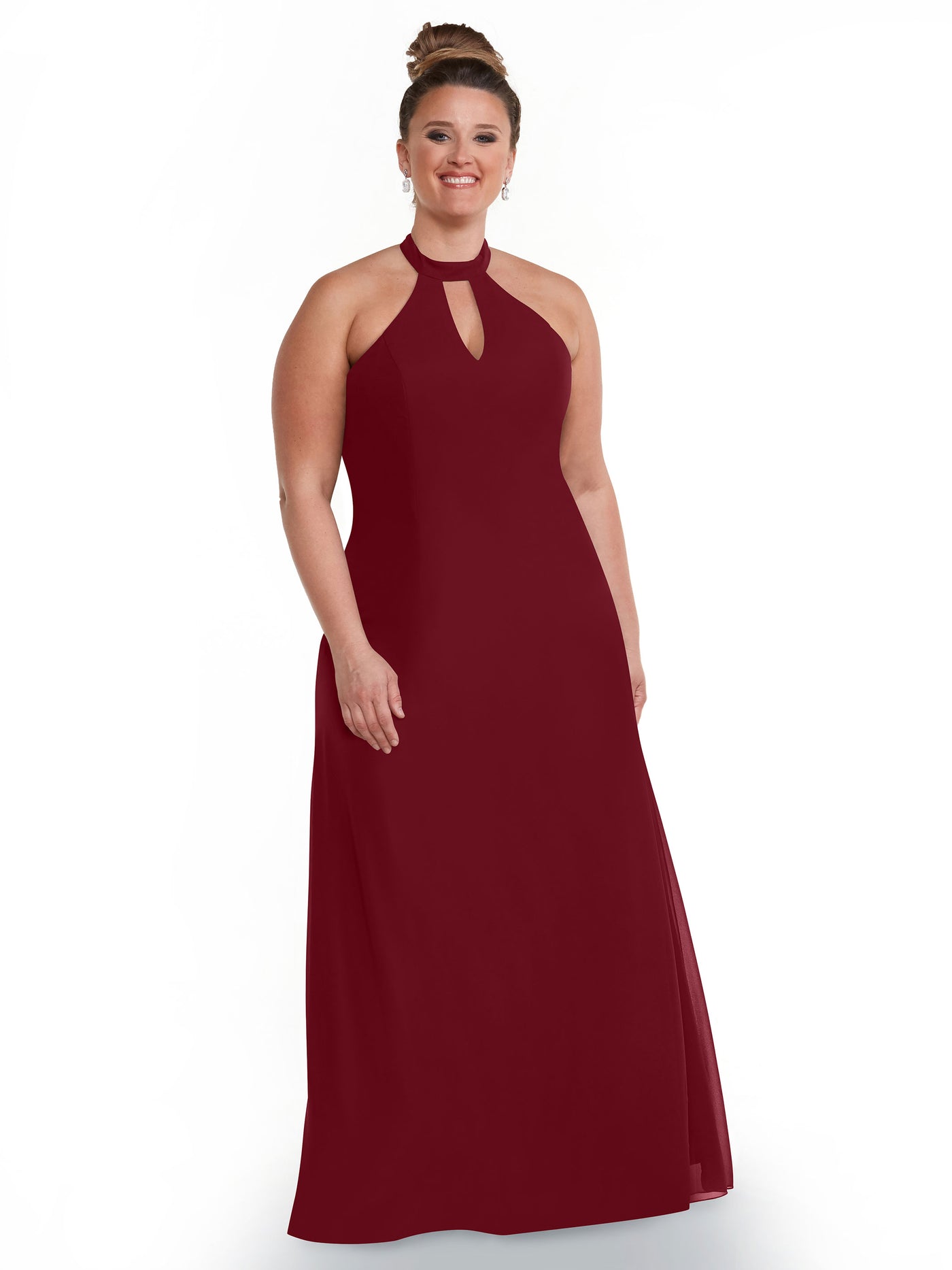 80138 - Chiffon A-Line Bridesmaid Dress with Keyhole Halter Neckline