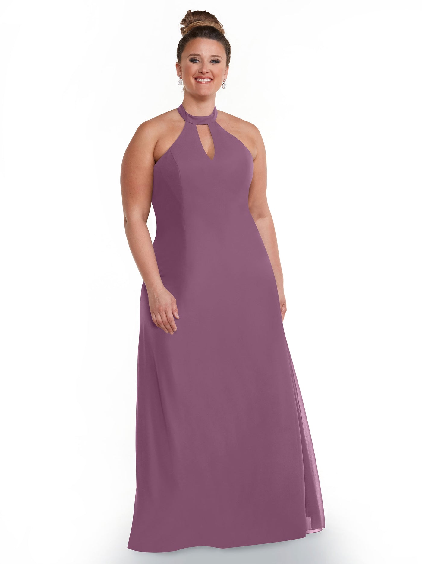 80138 - Chiffon A-Line Bridesmaid Dress with Keyhole Halter Neckline