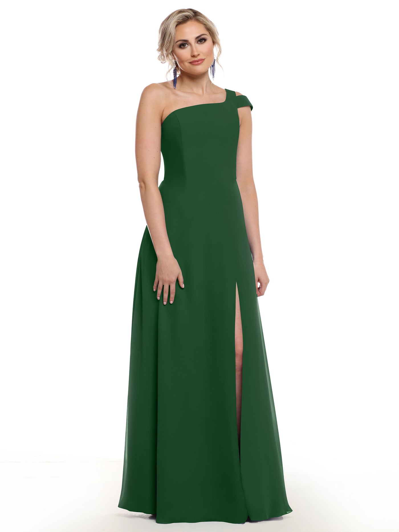 80139 - Chiffon A-Line One Shoulder Bridesmaid Dress with Slit
