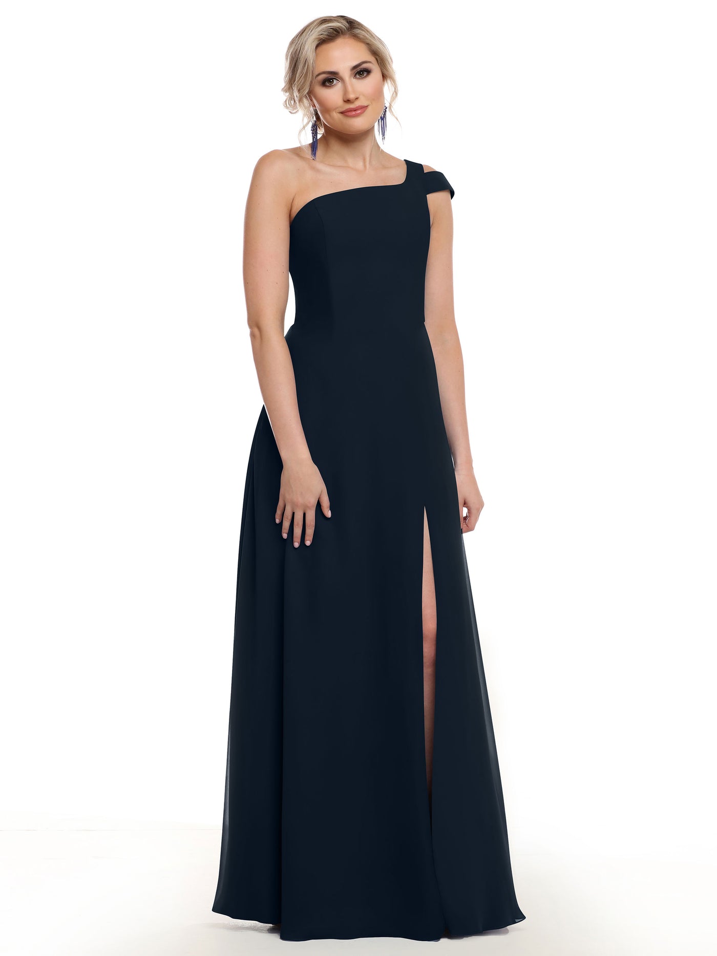 80139 - Chiffon A-Line One Shoulder Bridesmaid Dress with Slit