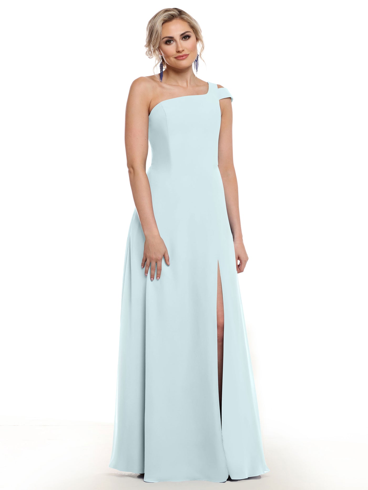 80139 - Chiffon A-Line One Shoulder Bridesmaid Dress with Slit