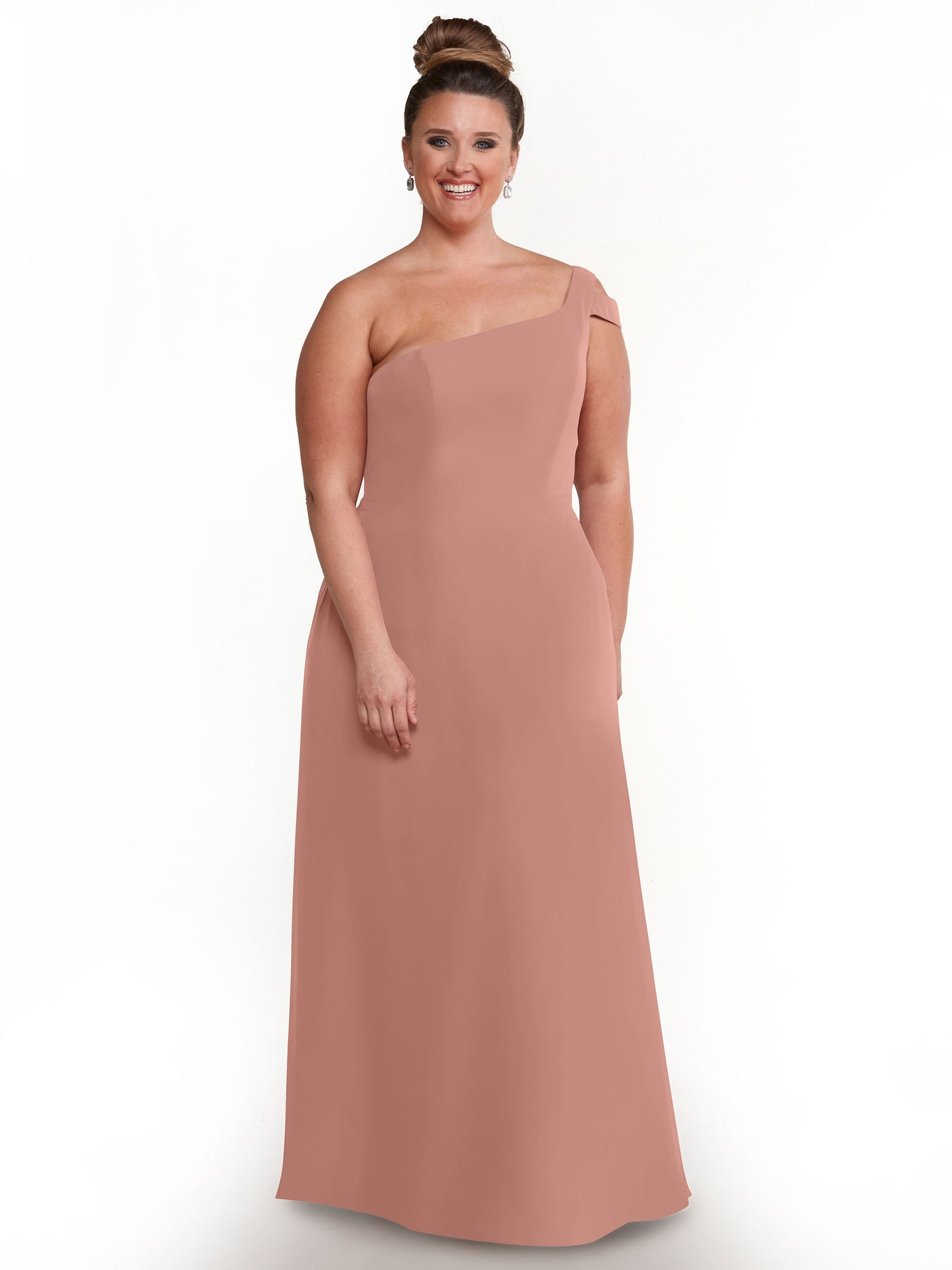 80139 - Chiffon A-Line One Shoulder Bridesmaid Dress with Slit