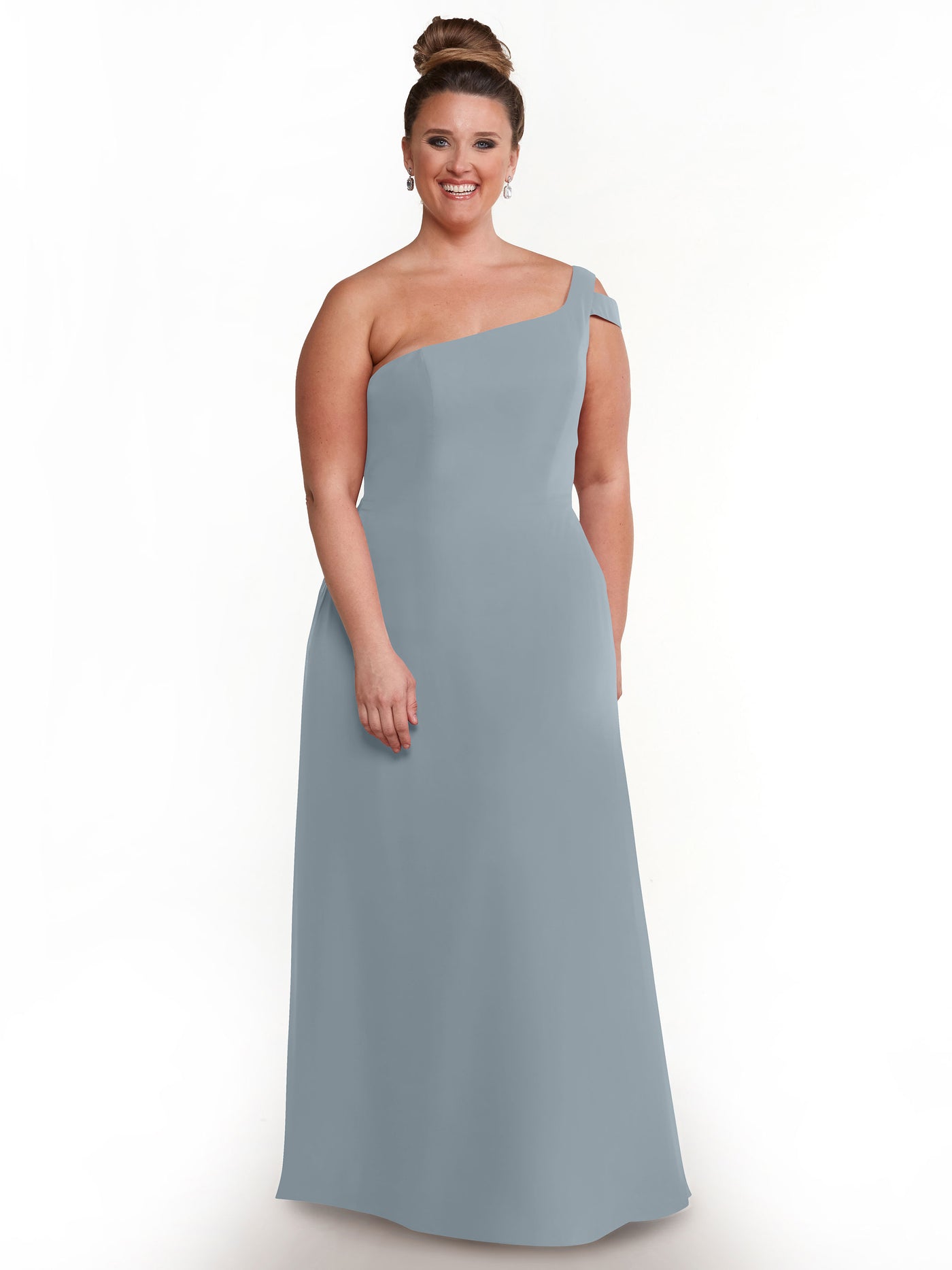 80139 - Chiffon A-Line One Shoulder Bridesmaid Dress with Slit