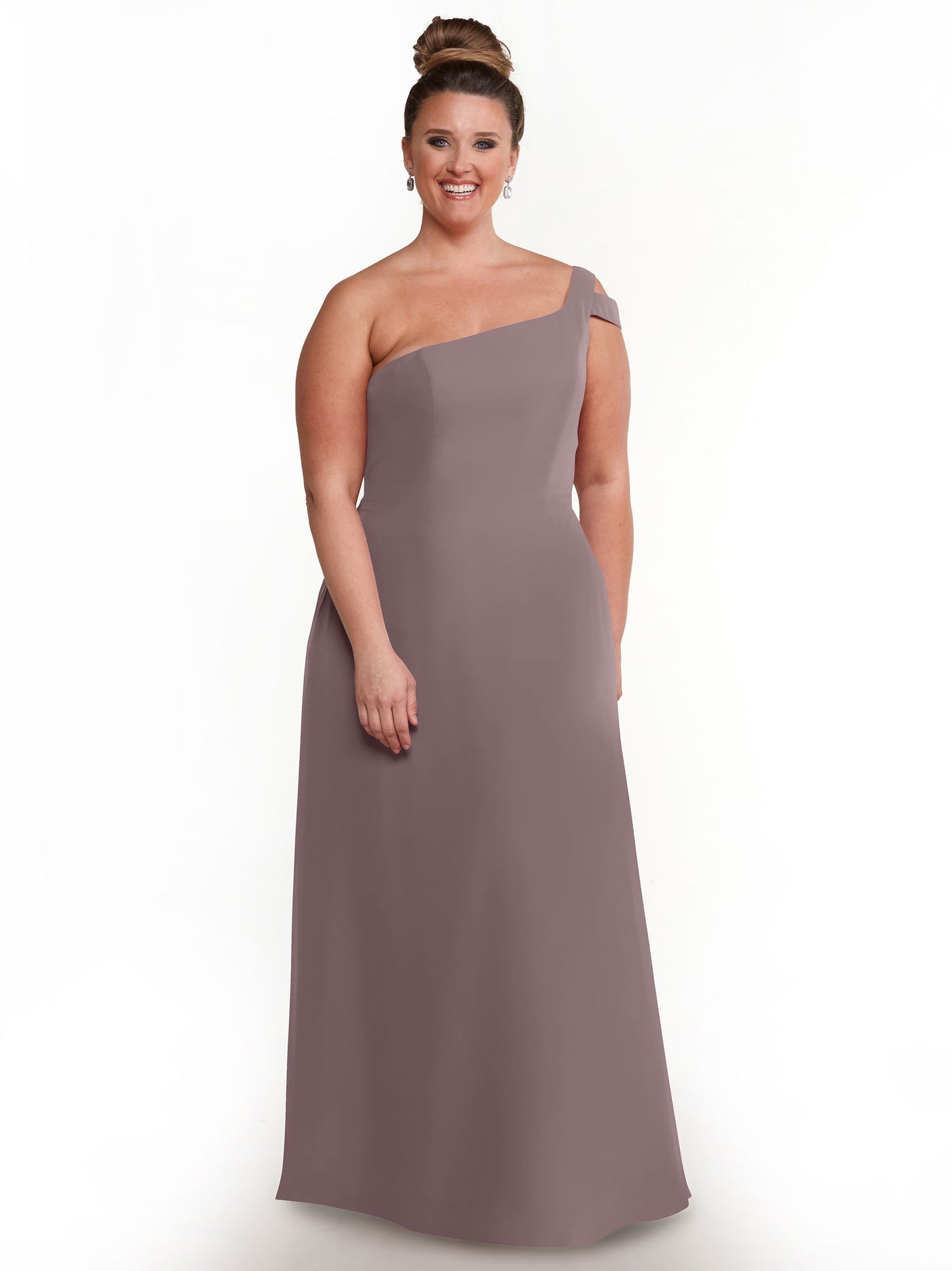 80139 - Chiffon A-Line One Shoulder Bridesmaid Dress with Slit