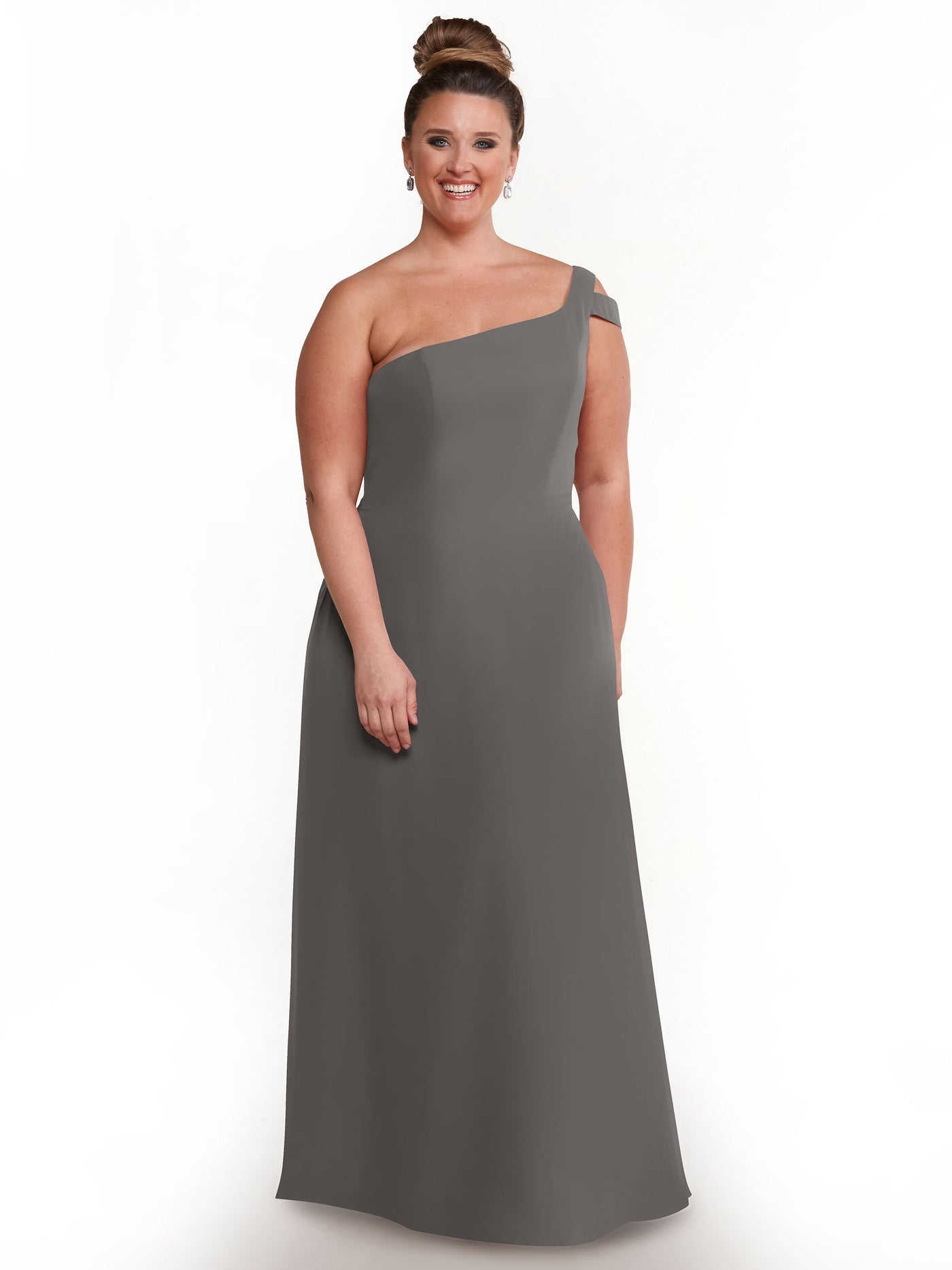 80139 - Chiffon A-Line One Shoulder Bridesmaid Dress with Slit