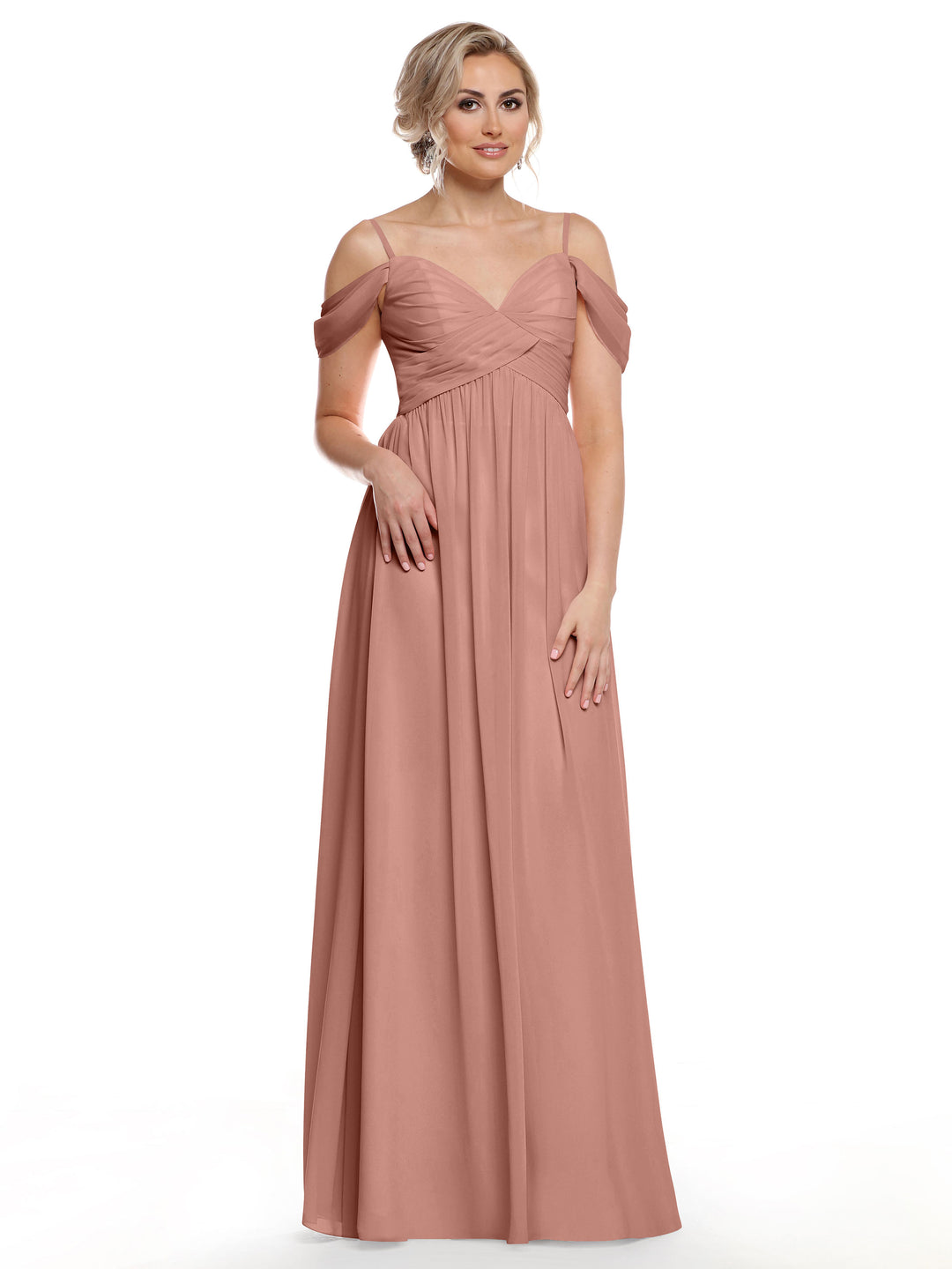 lace overlay bridesmaid dress Simple Light Pink Spaghetti Straps Long Bridesmaid Dresses With Slit, BD103 main image 1
