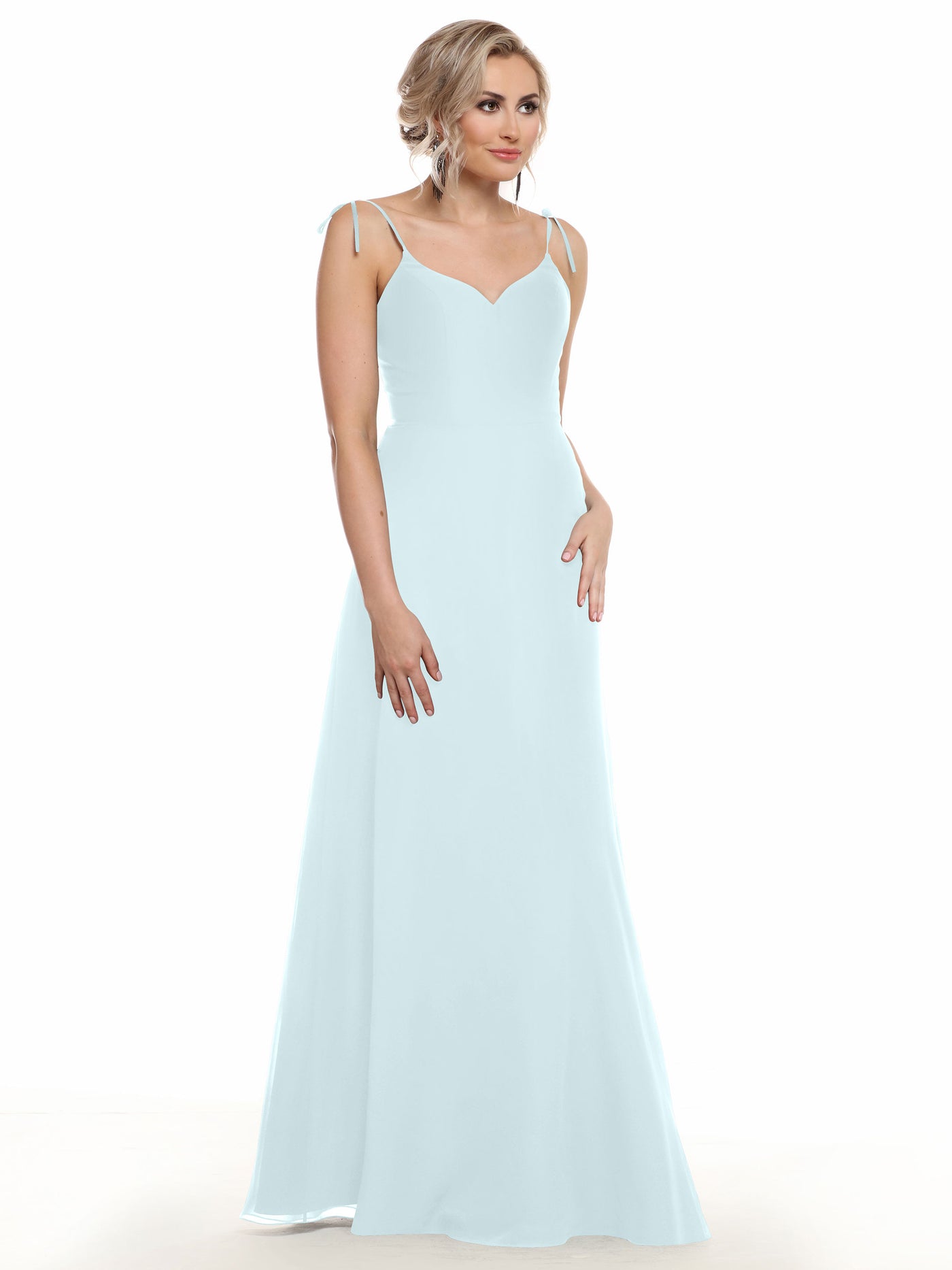 80144 - Chiffon A-Line Bridesmaid Dress with V-Neck and Spaghetti Straps