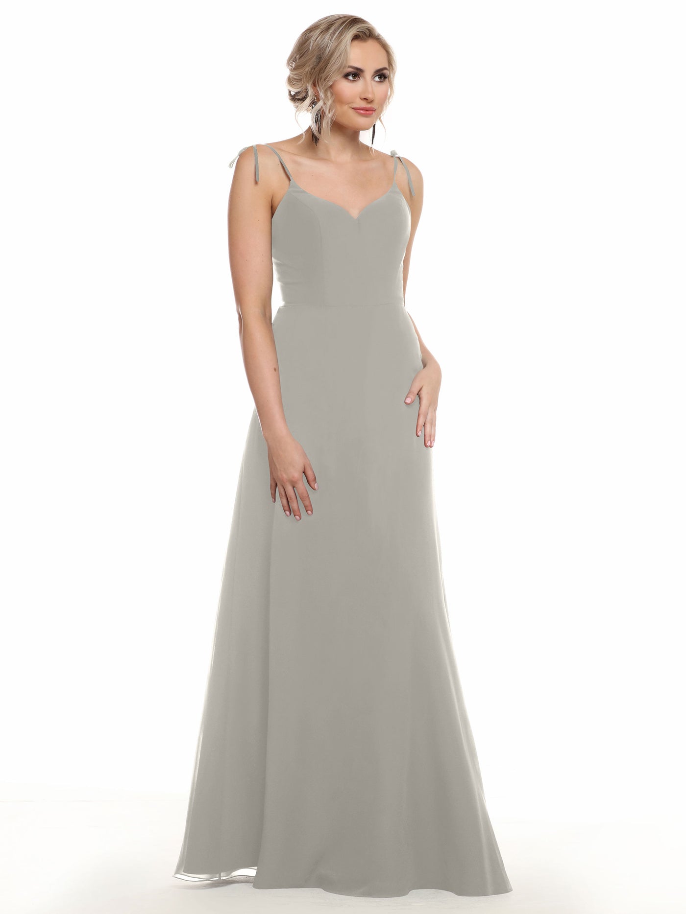 80144 - Chiffon A-Line Bridesmaid Dress with V-Neck and Spaghetti Straps