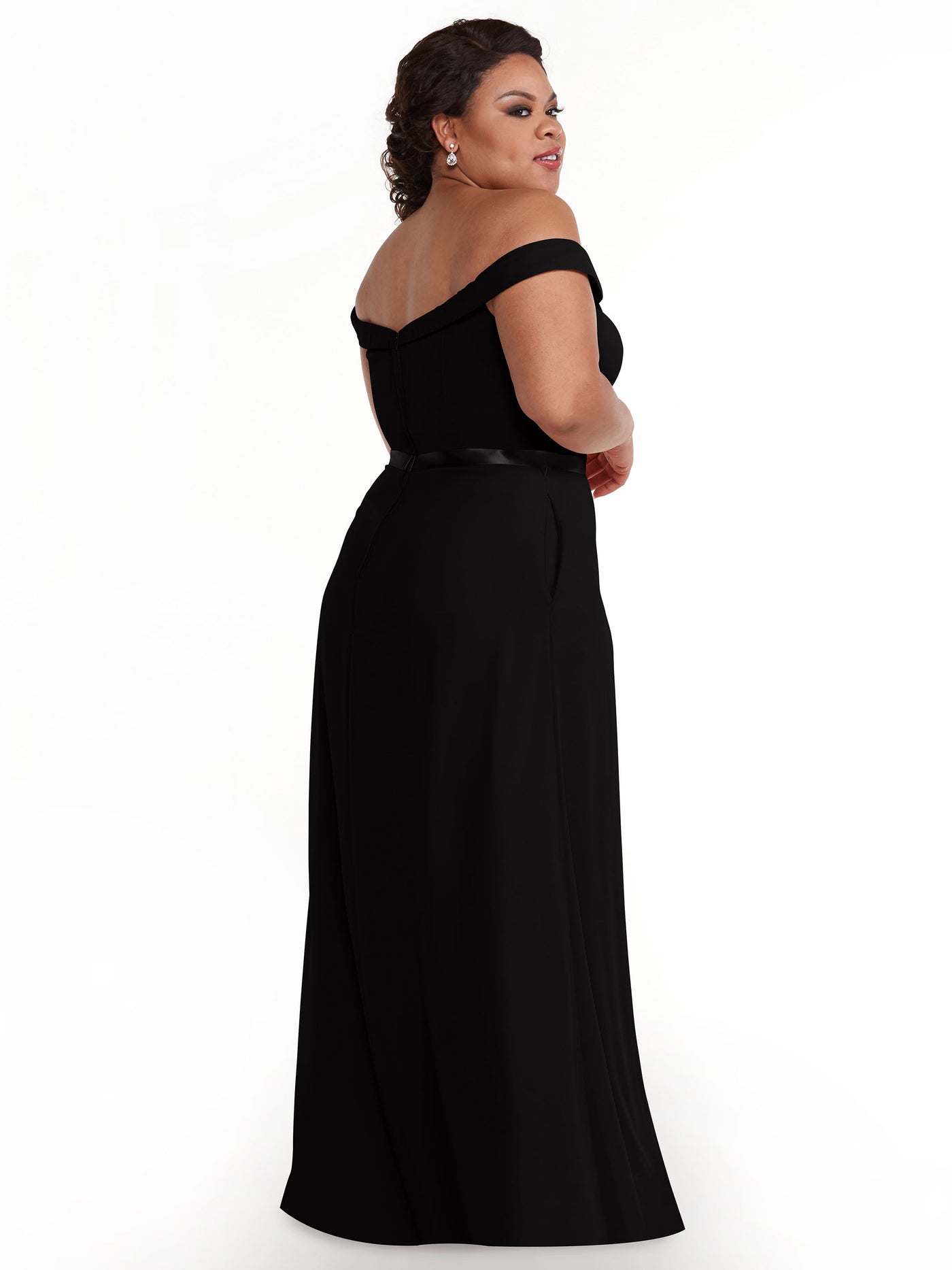 80145 - Off-the-Shoulder Chiffon A-Line Bridesmaid Dress with Sash