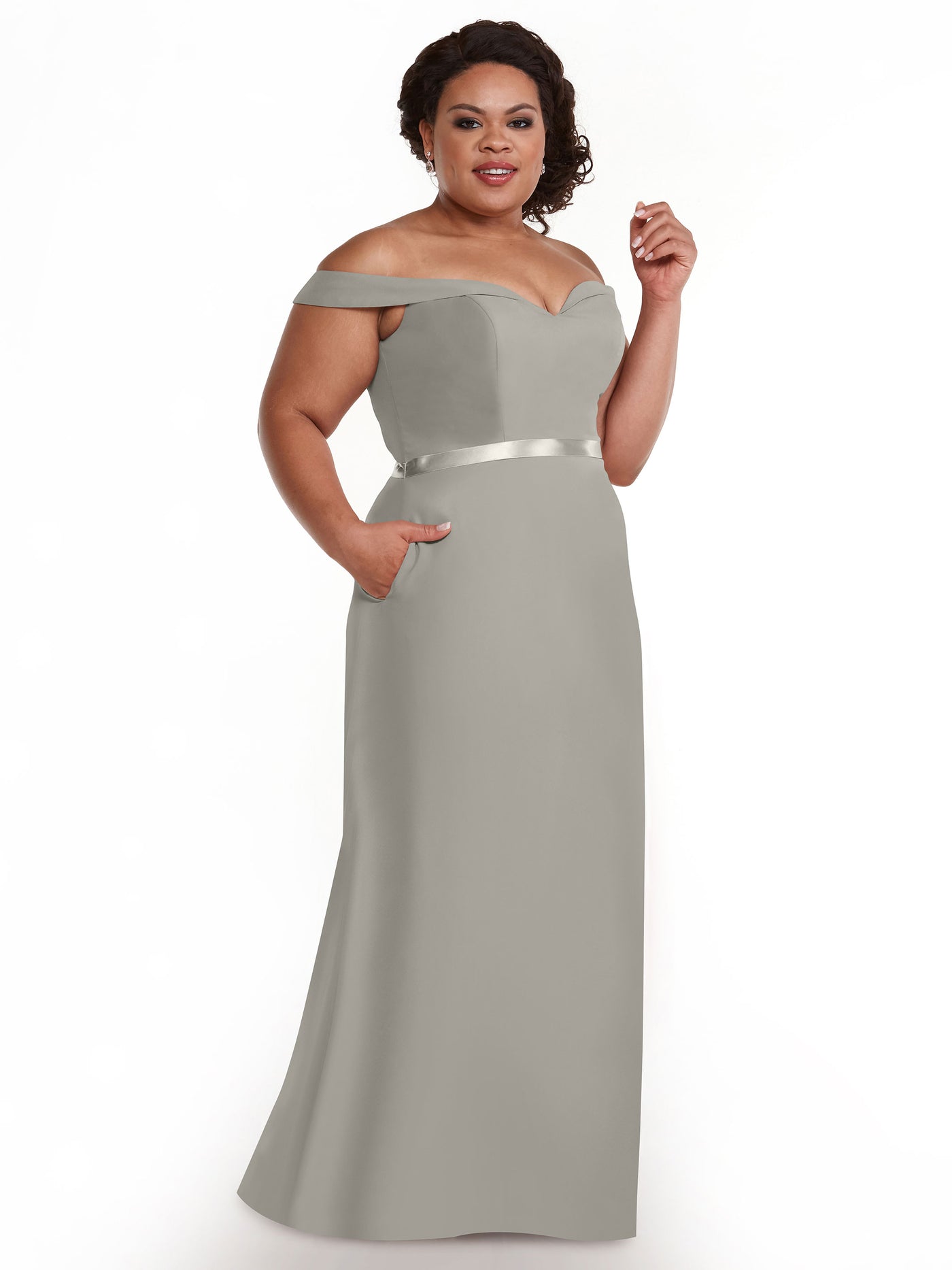 80145 - A-Line Chiffon Long Bridesmaid Dress with Pockets