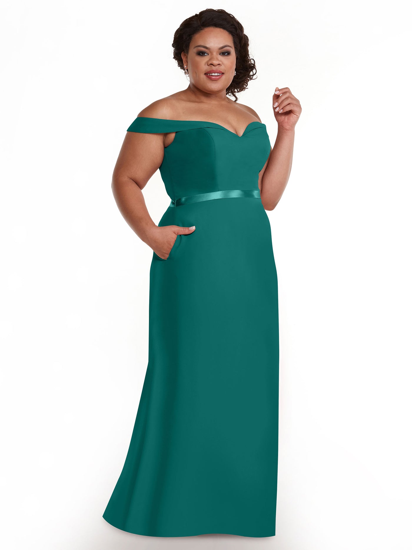 80145 - Off-the-Shoulder Chiffon A-Line Bridesmaid Dress with Sash