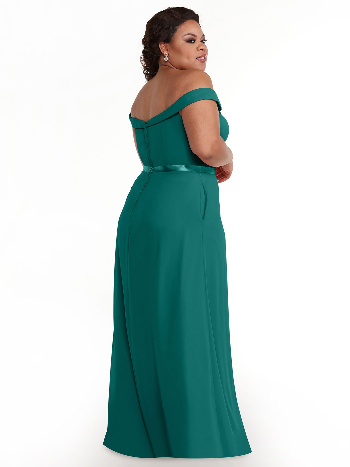 80145 - Off-the-Shoulder Chiffon A-Line Bridesmaid Dress with Sash