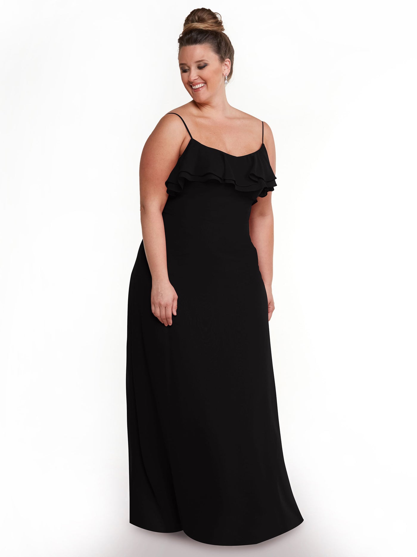 80146 - Sheath Chiffon Bridesmaid Dress with Ruffled Neckline