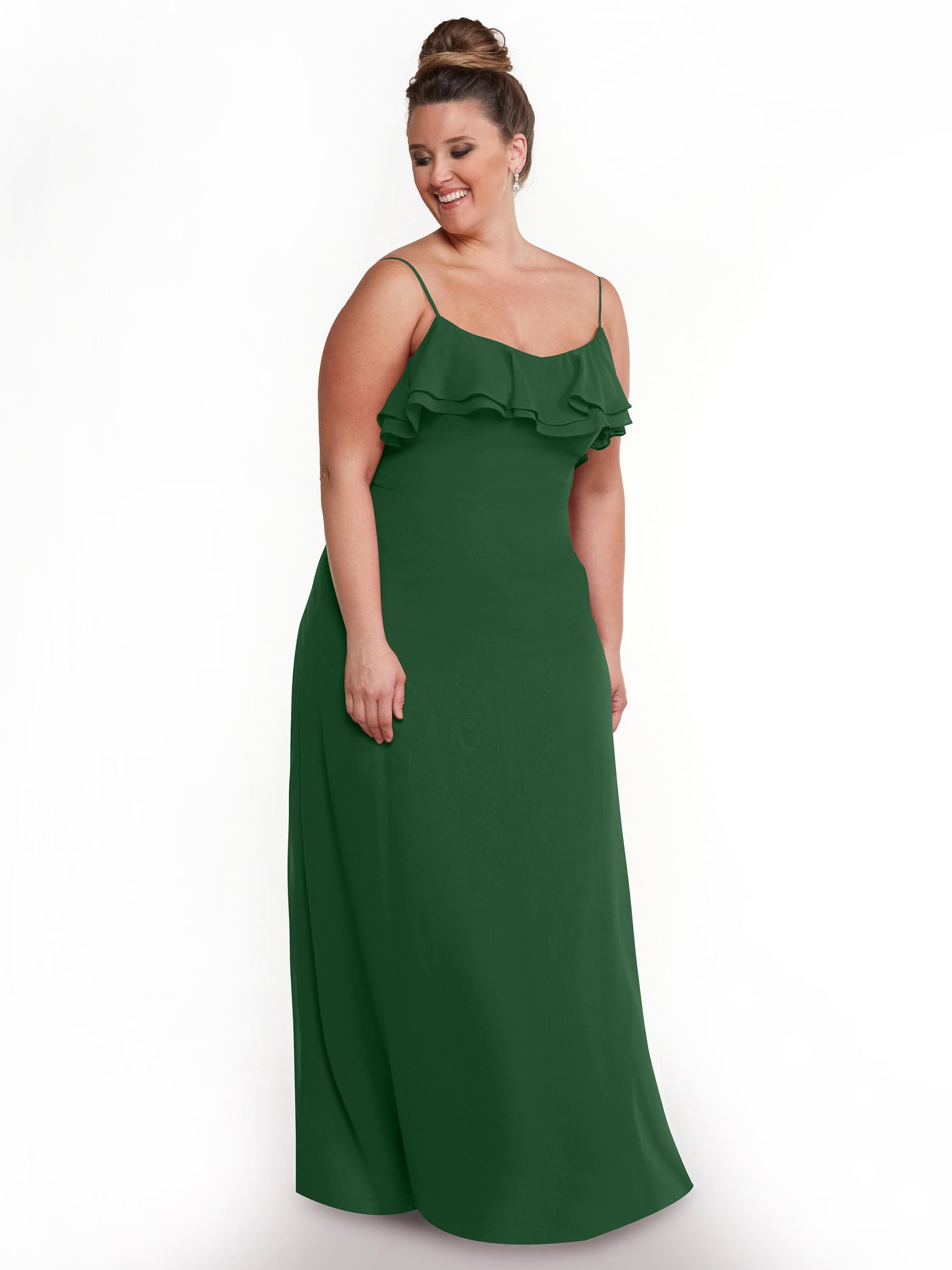 80146 - Sheath Chiffon Bridesmaid Dress with Ruffled Neckline