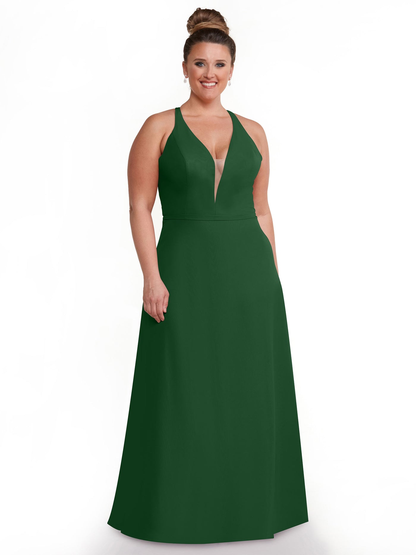80150 - Chiffon A-Line Bridesmaid Dress with Plunging Neckline and Intricate Back