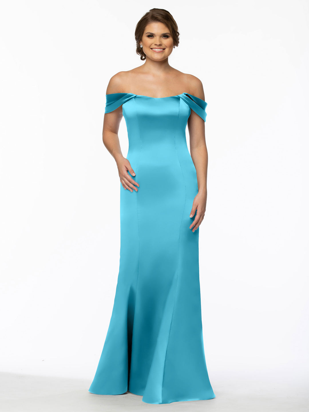 princess polly baby blue dress Satin Bridesmaid Dresses Champagne Silk Gown Azazie A-Line V-Neck  Floor-Length Metallic Satin Bridesmaid main image 0