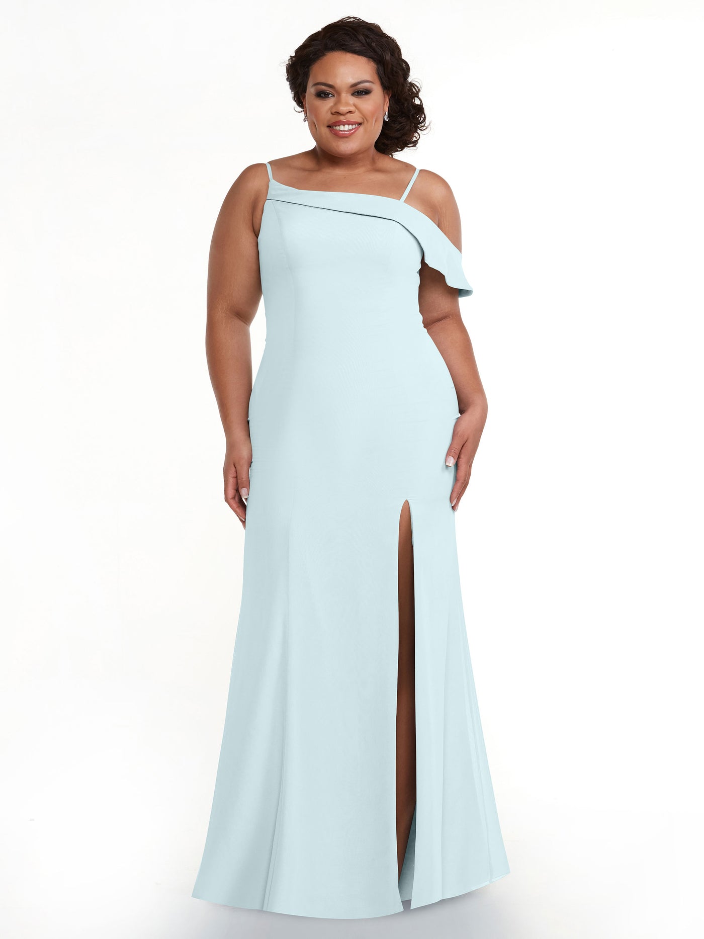 80153 - Chiffon Bridesmaid Dress with One-Sleeve Ruffle