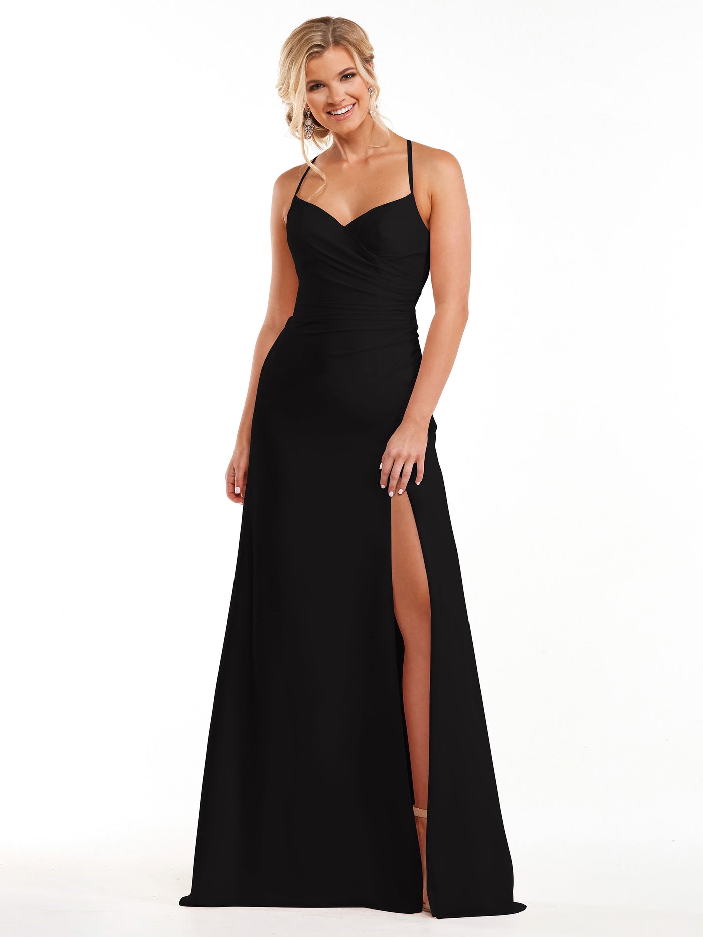 80167 - A-Line Chiffon Long Bridesmaid Dress with Side Slit