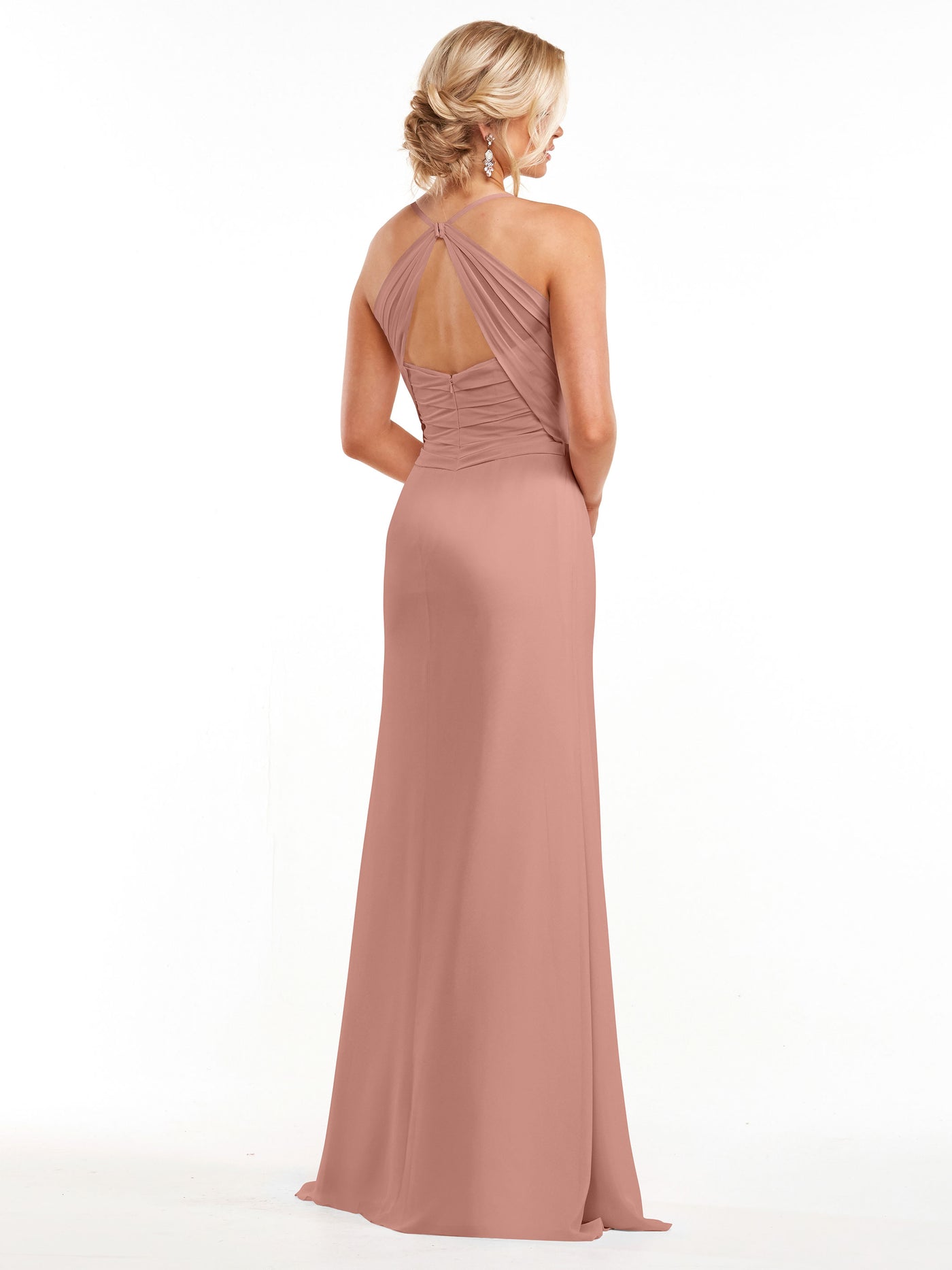 80167 - A-Line Chiffon Bridesmaid Dress with Slit on Skirt