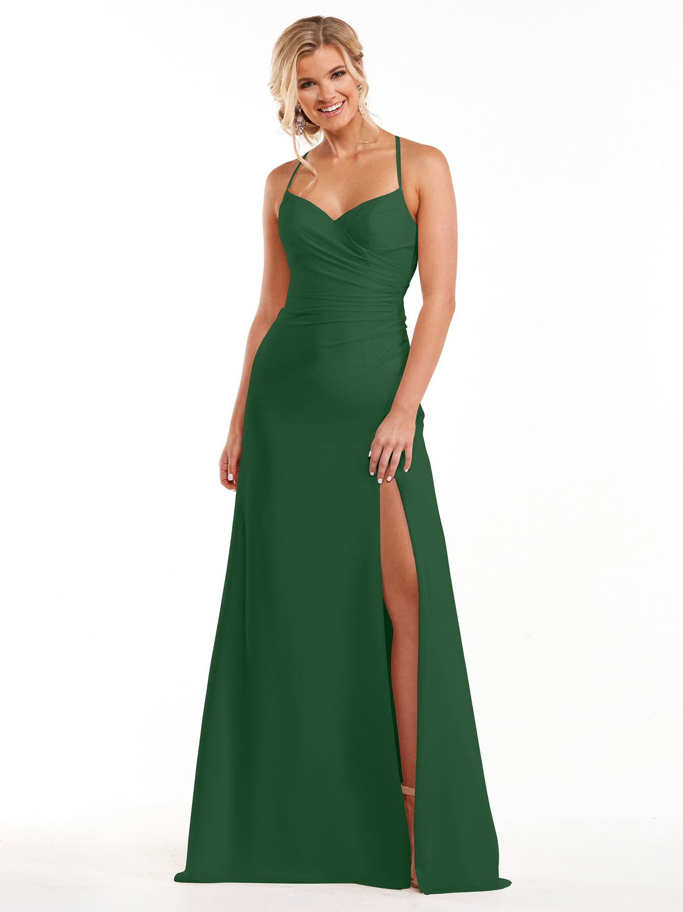 80167 - A-Line Chiffon Long Bridesmaid Dress with Side Slit